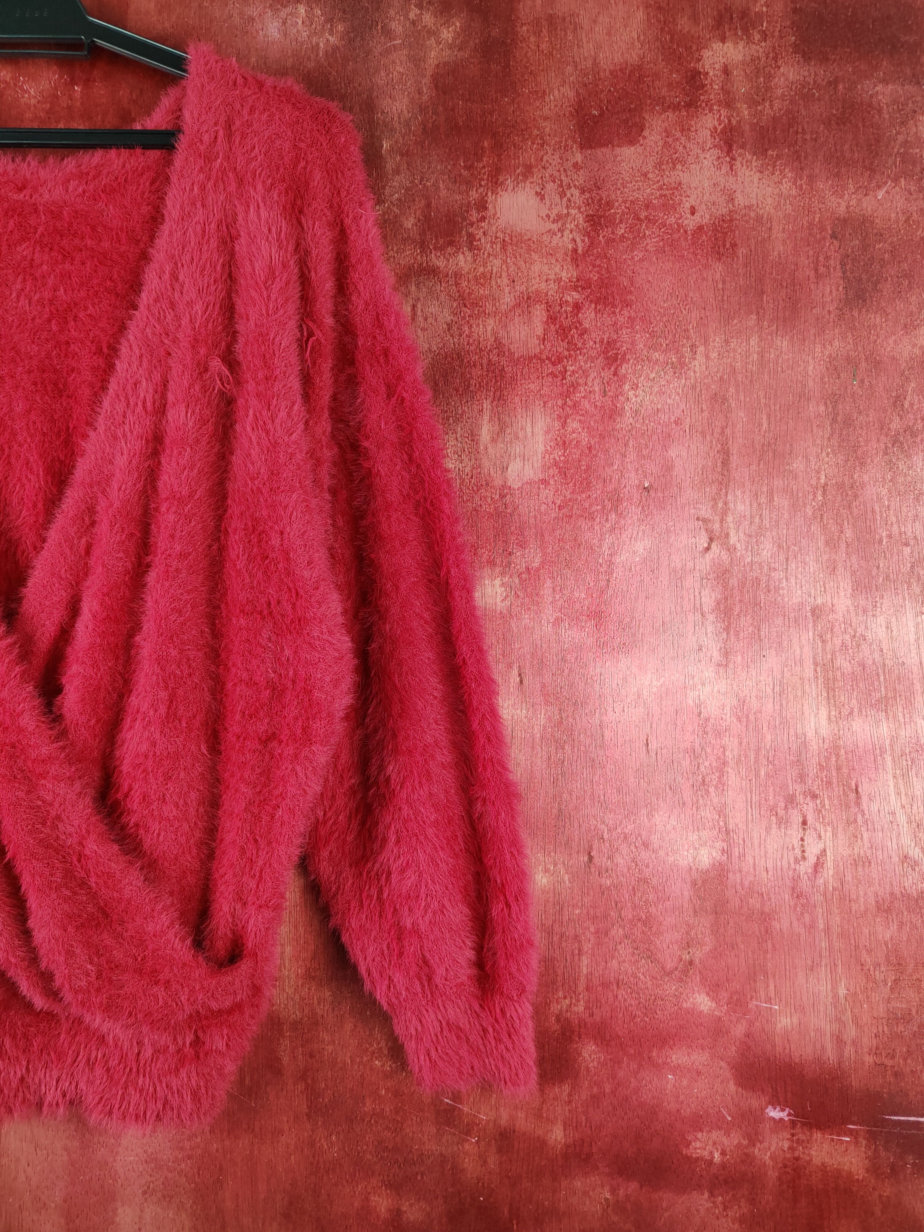 Homespun Knitwear K Red Shag Shaggy Fur Mohair Knitwear #S2192 Size M / US 6-8 / IT 42-44 - 5 Thumbnail