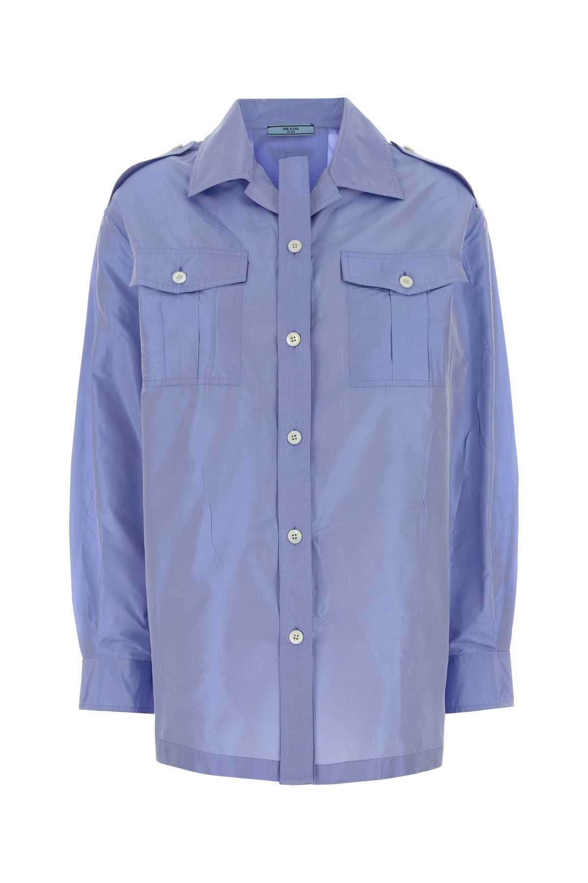 Prada Light-Blue Taffeta Shirt Size S / US 4 / IT 40 - 1 Thumbnail