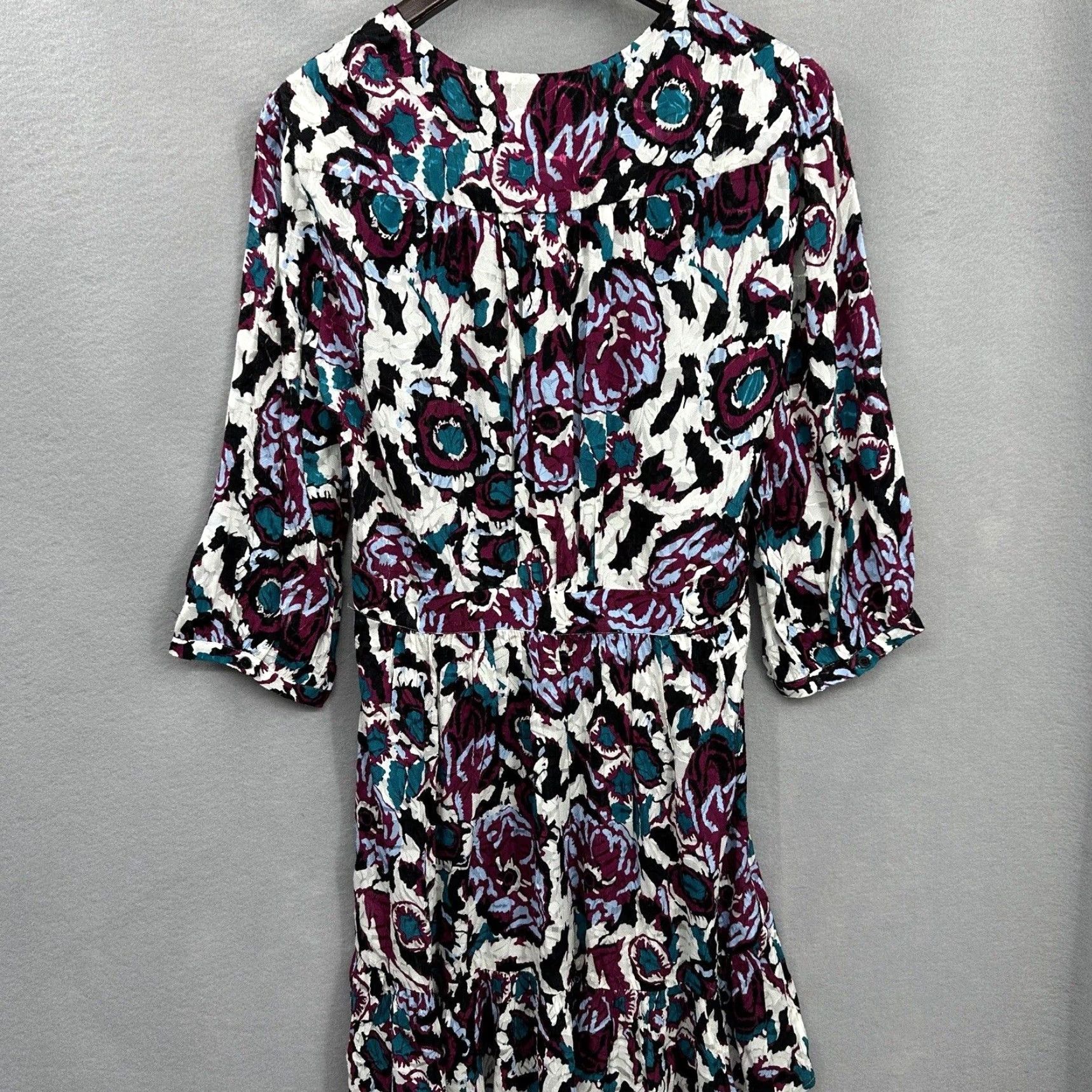 ba&sh ba&sh Bash Dress Womens M Floral Ivory V-Neck 3/4 Sleeve Wrap Mini Bohemian Designer Party Casual Womens Size M / US 6-8 / IT 42-44 - 6 Thumbnail