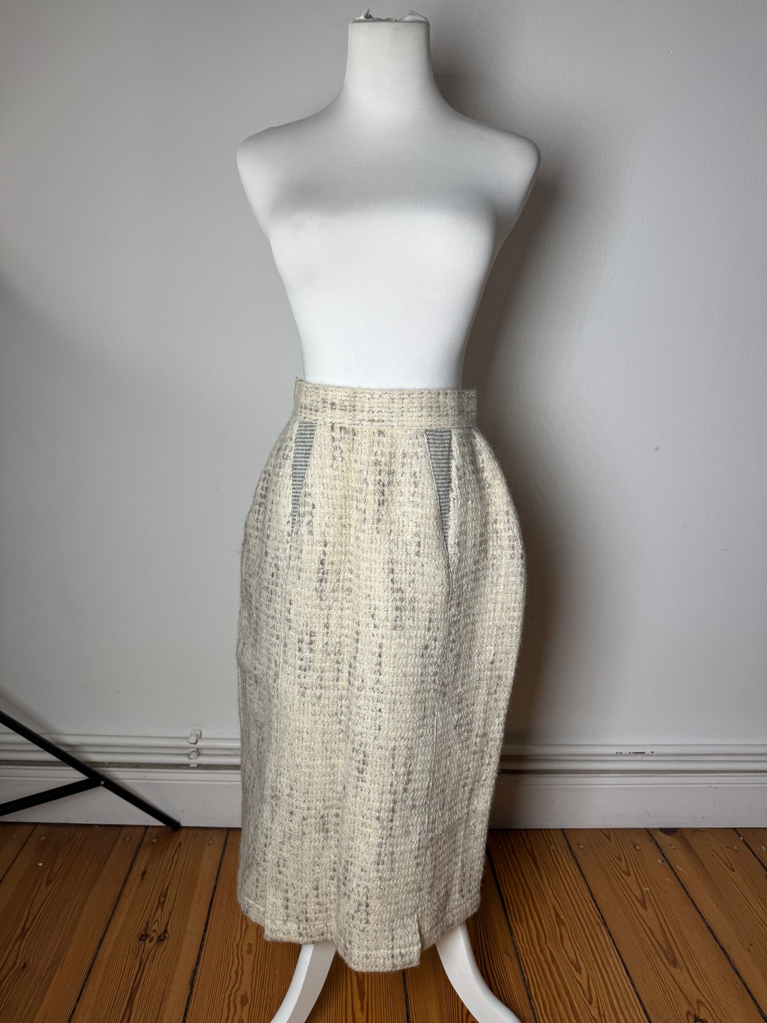 Dior Vintage Wool Skirt Shite Grey M Size 34" / US 12 / IT 48 - 1 Thumbnail