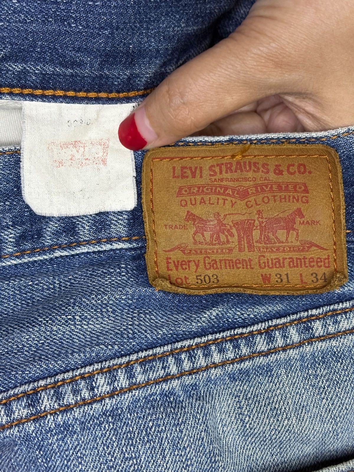 Levi's Vintage 80s Levis 503 Mud Wash Distressed Loose Baggy Jeans Size US 32 / EU 48 - 11 Thumbnail