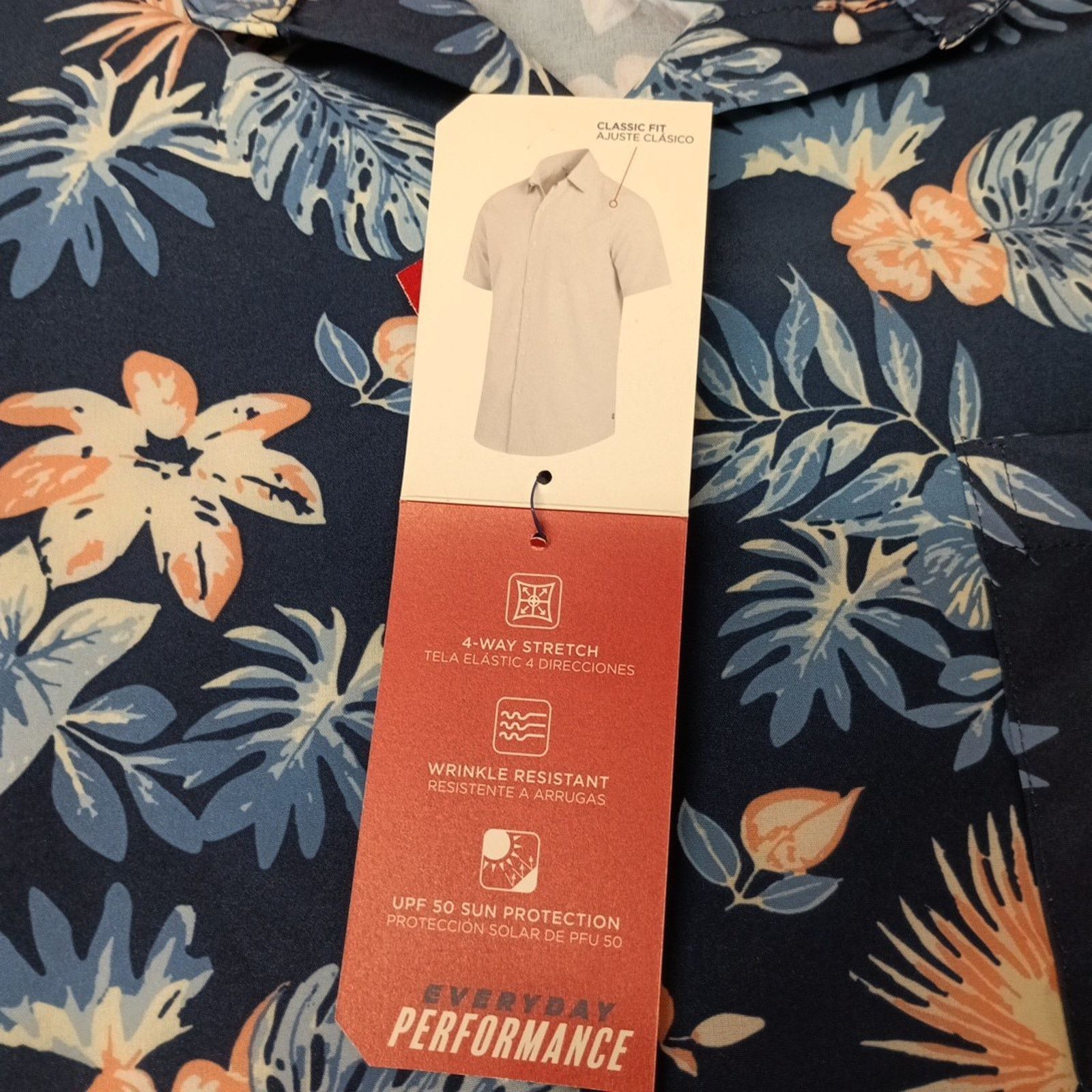 Chaps Chaps Woven Shirt Men's Size XL Blue Floral Stretch UPF 50 Size US XL / EU 56 / 4 - 3 Thumbnail