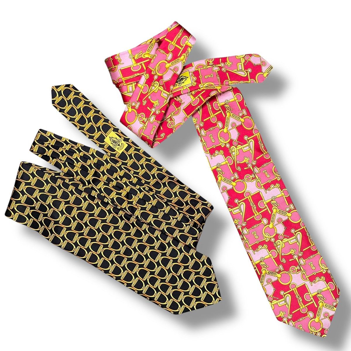 Gucci SET OF 2 - Gucci Tom Ford Era Locking Chains Silk Neckties Size ONE SIZE - 3 Thumbnail