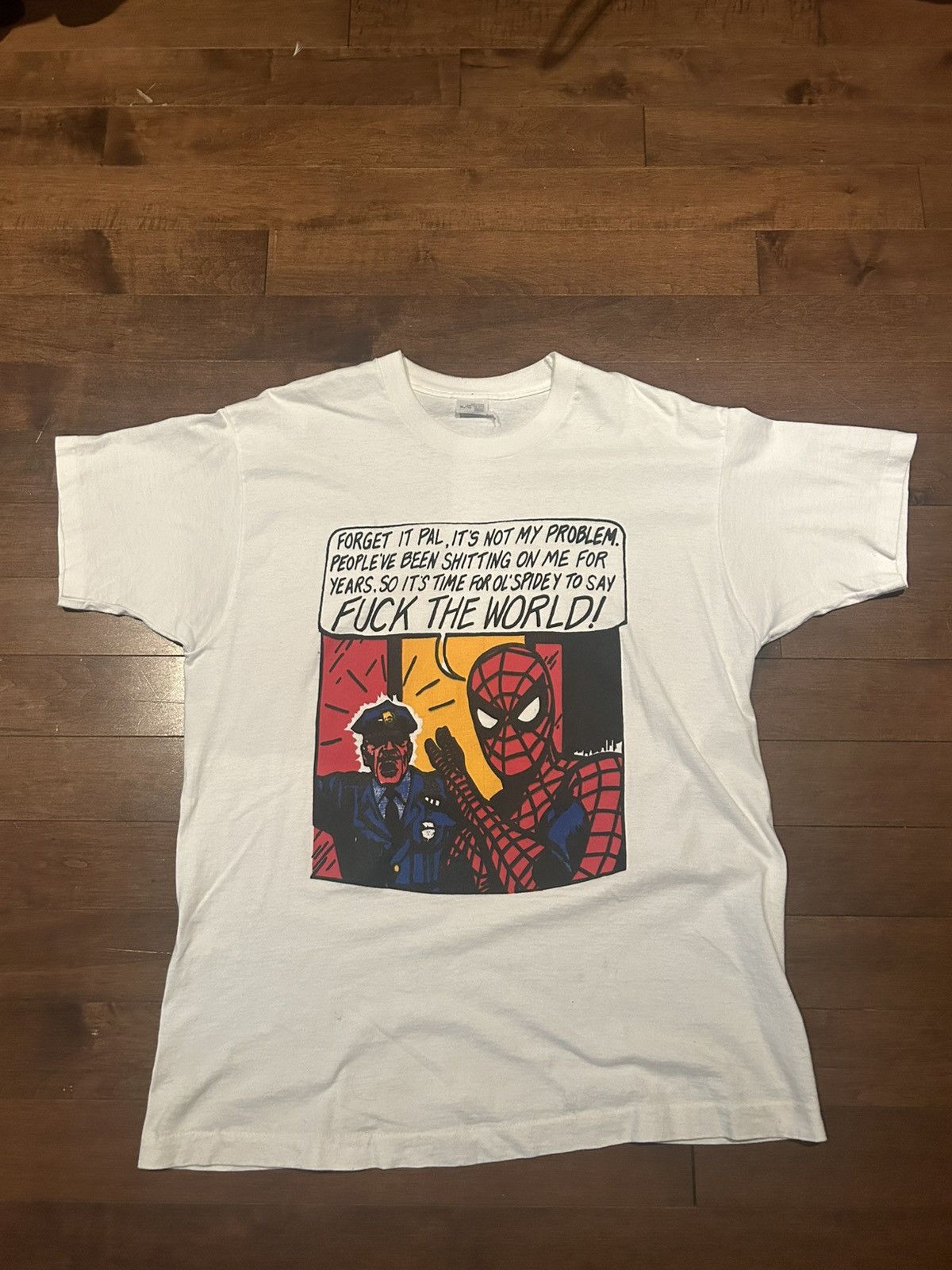 Other Rare Spider Man Fuck The World T Shirt Size US XL / EU 56 / 4 - 1 Thumbnail