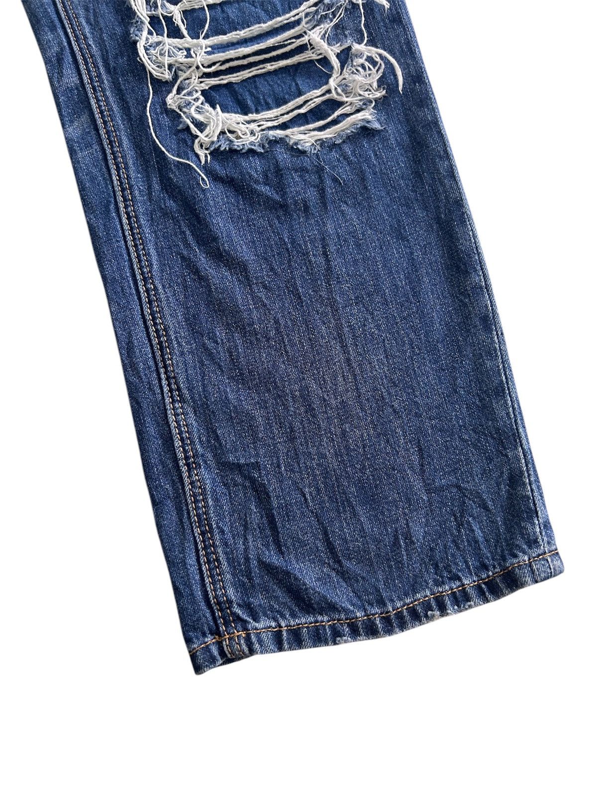 Japanese Brand × Vintage 💥Vintage Japanese Denim Ripped Jeans Size US 37 - 9 Thumbnail