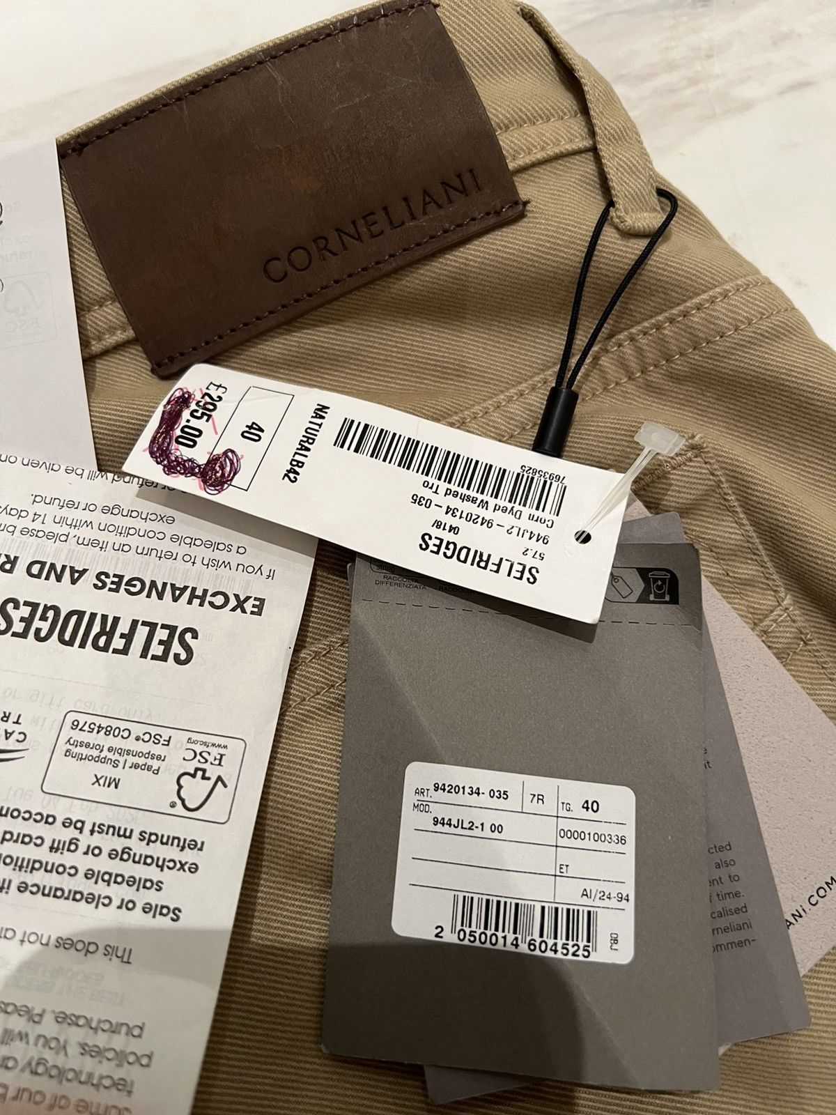 Corneliani CORNELIANI Dyed Beige 40 Regular stretch-denim blend jeans Size US 40 / EU 56 - 13 Thumbnail