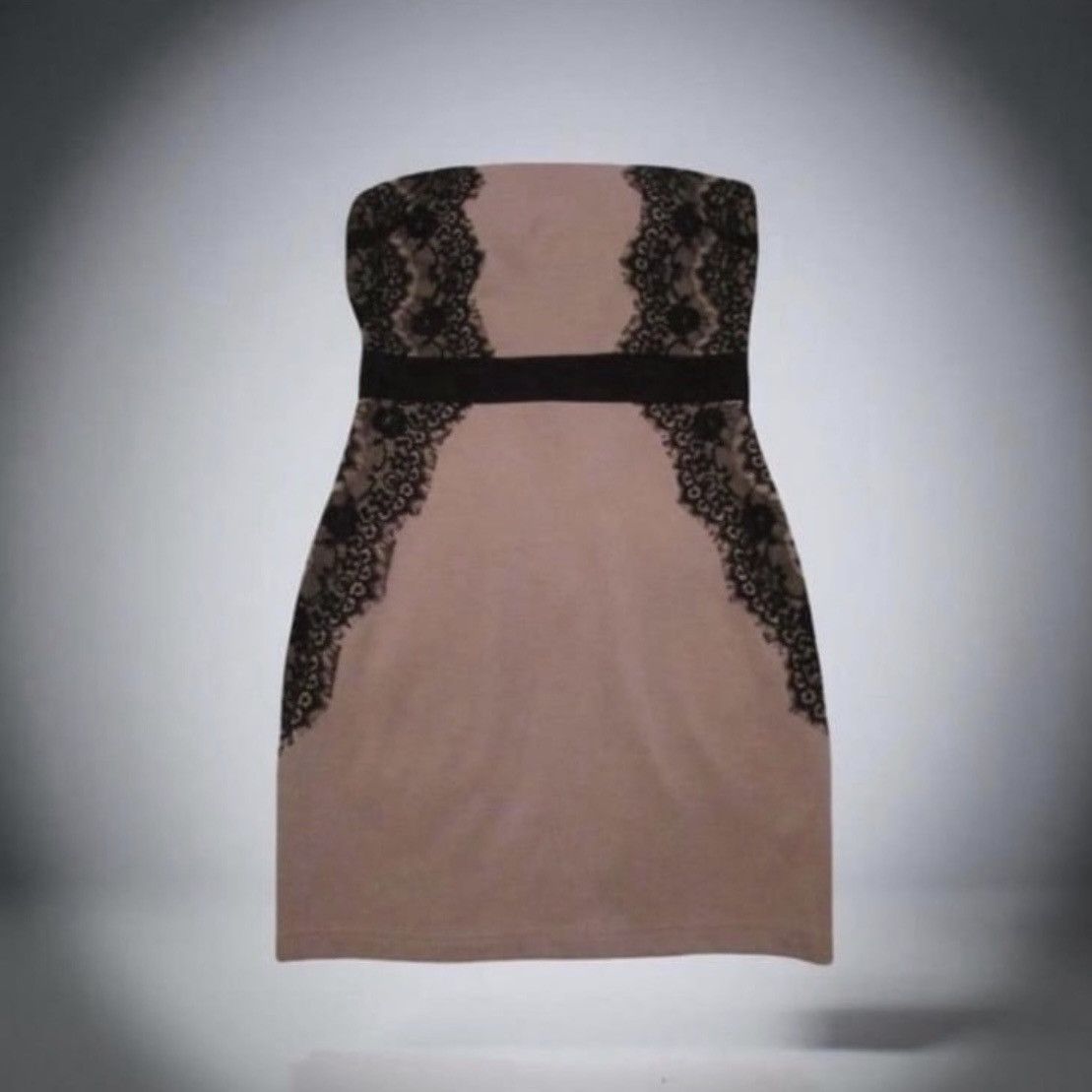 Forever 21 Black & Pink Strapless Bodycon Mini Cocktail Dress Lace Size M / US 6-8 / IT 42-44 - 2 Thumbnail
