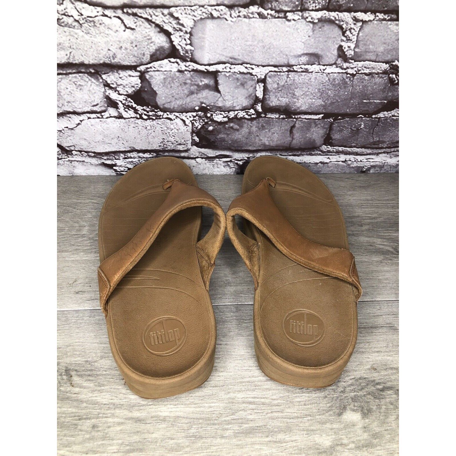 Other Fitflop Camel Tan Leather Flip Flop Wobble Board Sandals Wom Size US 10 / IT 40 - 4 Thumbnail