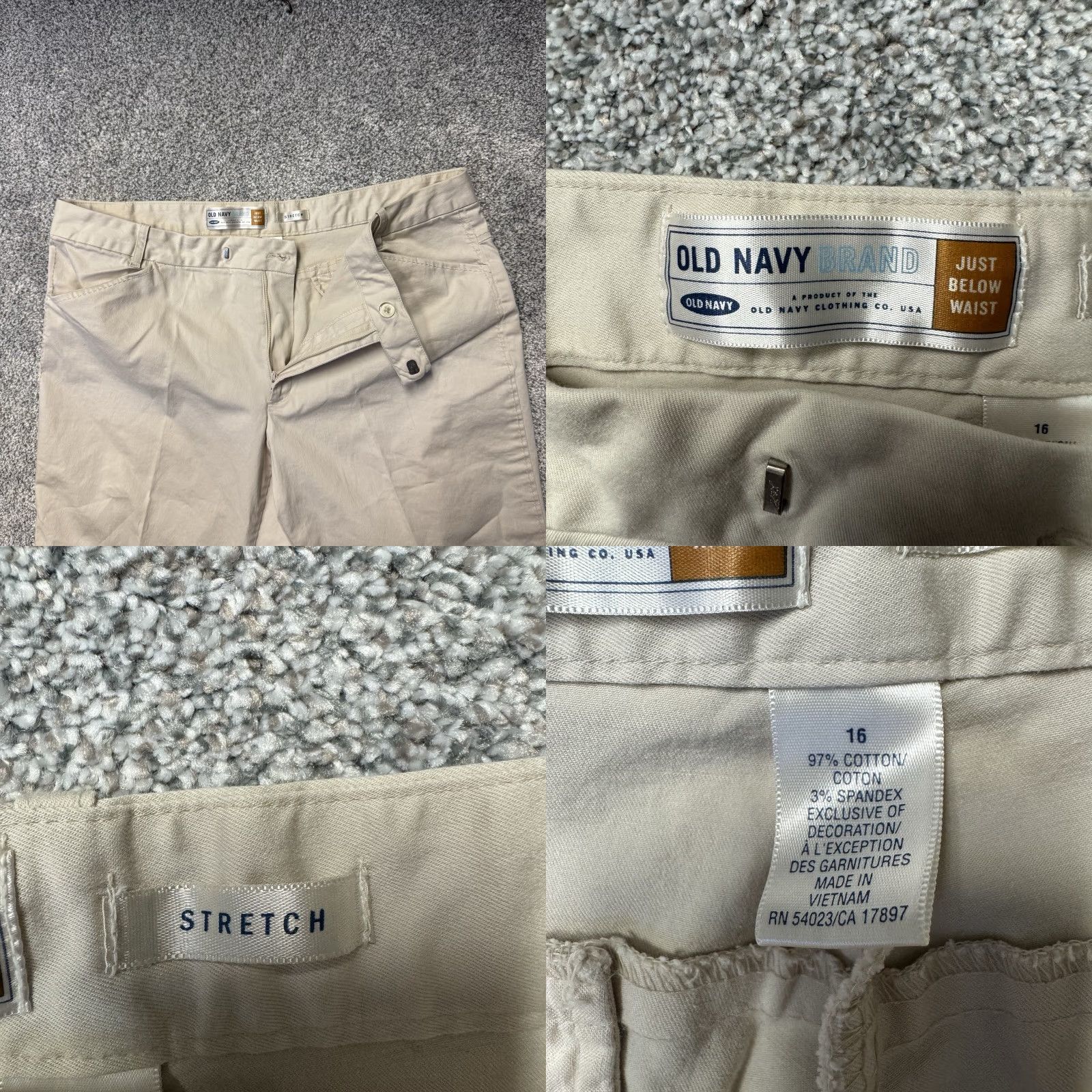 Old Navy VINTAGE Old Navy Cropped Capri Pants Women 16 Beige Cotton Spandex Pockets Stretch Flat Front Straight Inseam 22 Retro Preppy City Size 38" / US 16 / IT 52 - 8 Thumbnail