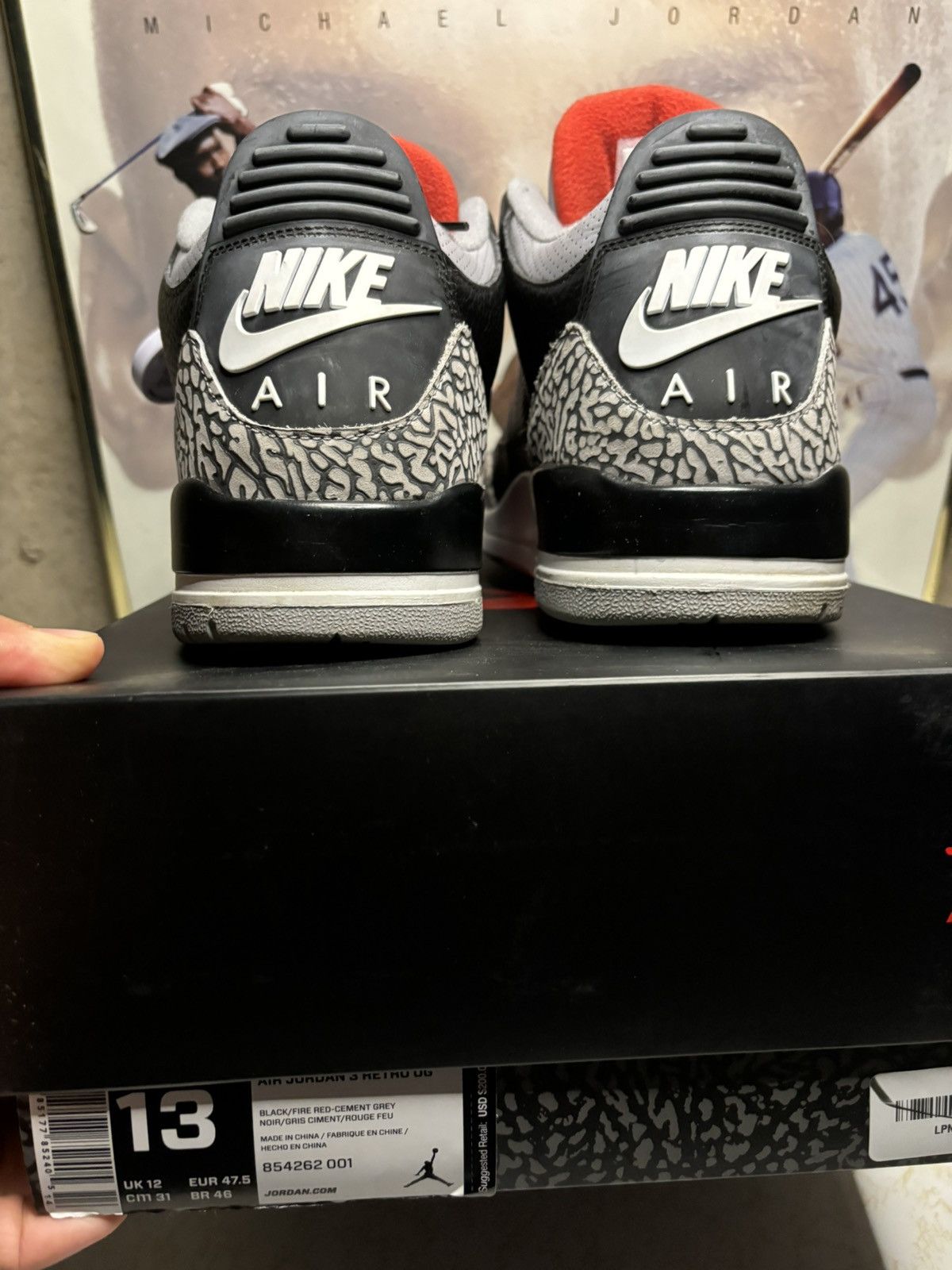 Jordan Brand Jordan 3 Retro Black Cement 2018 Size US 13 / EU 46 - 7 Thumbnail