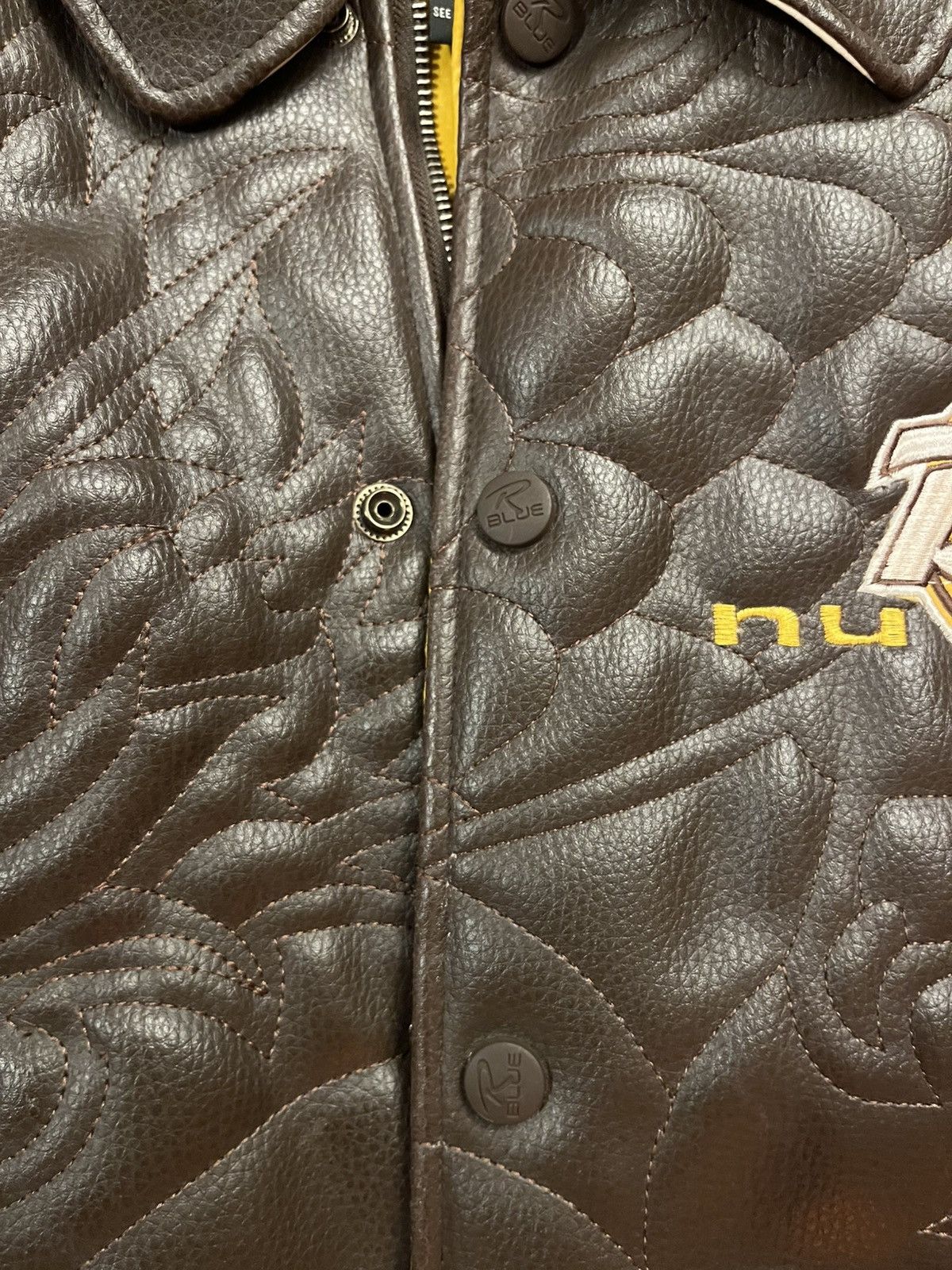 Japanese Brand Raw Blue Nu Realms Leather Bomber Jacket Size US XL / EU 56 / 4 - 6 Thumbnail