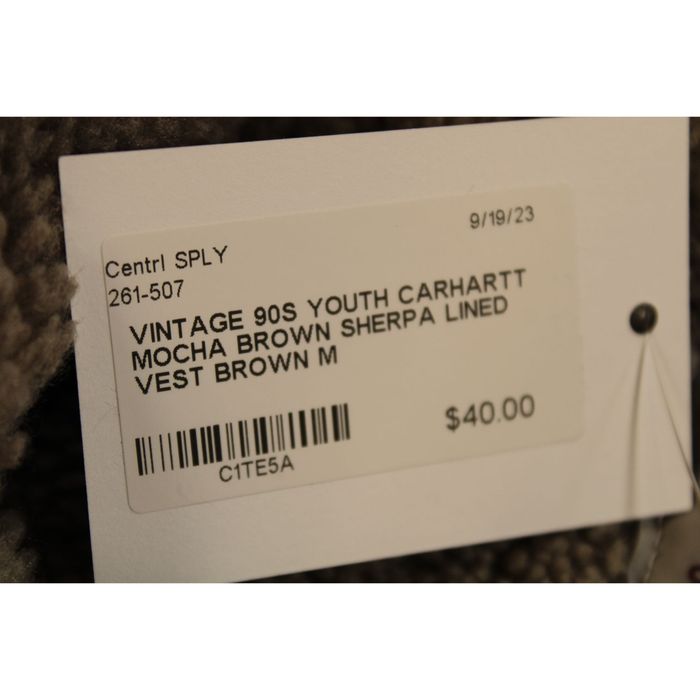 Carhartt Vintage 90s Youth Carhartt Mocha Brown Sherpa Lined Vest Grailed