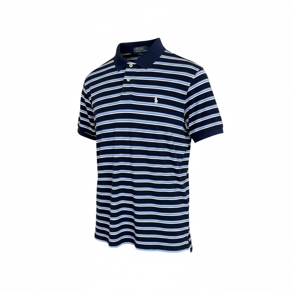 Polo Ralph Lauren Vtg Polo Ralph Lauren Blue White Striped Custom Fit Polo XL Size US XL / EU 56 / 4 - 1 Thumbnail