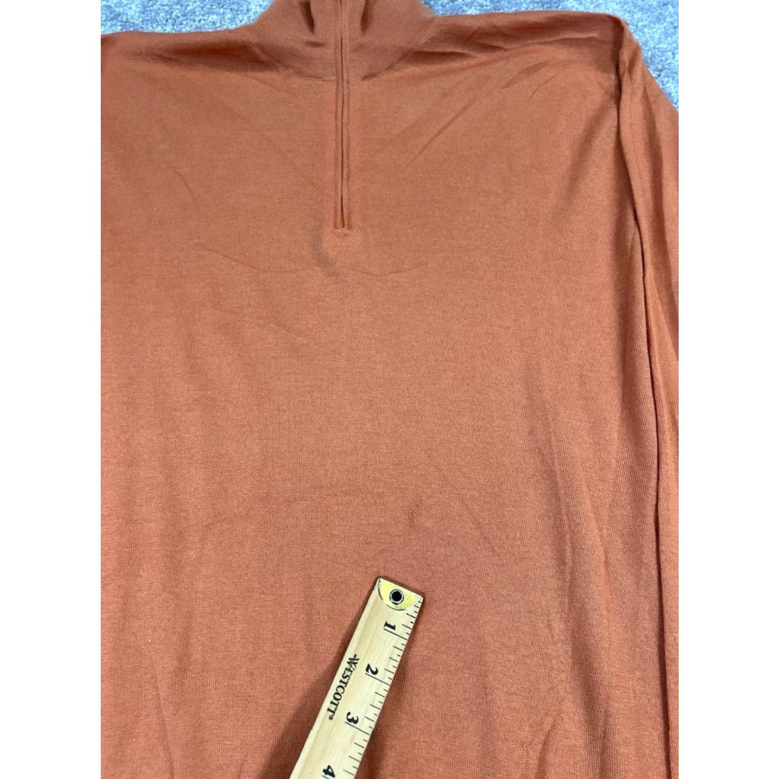 Vintage Manrico Sweater Mens Large Orange Cashmere Silk Knit Quarter Zip Size US L / EU 52-54 / 3 - 5 Thumbnail