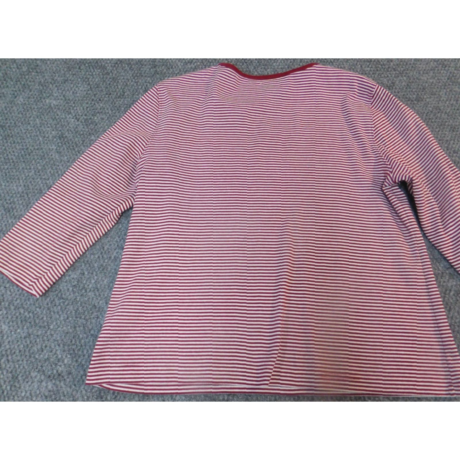 Vintage Sag Harbor Womens Blouse Extra Large Red striped warm stretch sport Size XL / US 12-14 / IT 48-50 - 7 Thumbnail