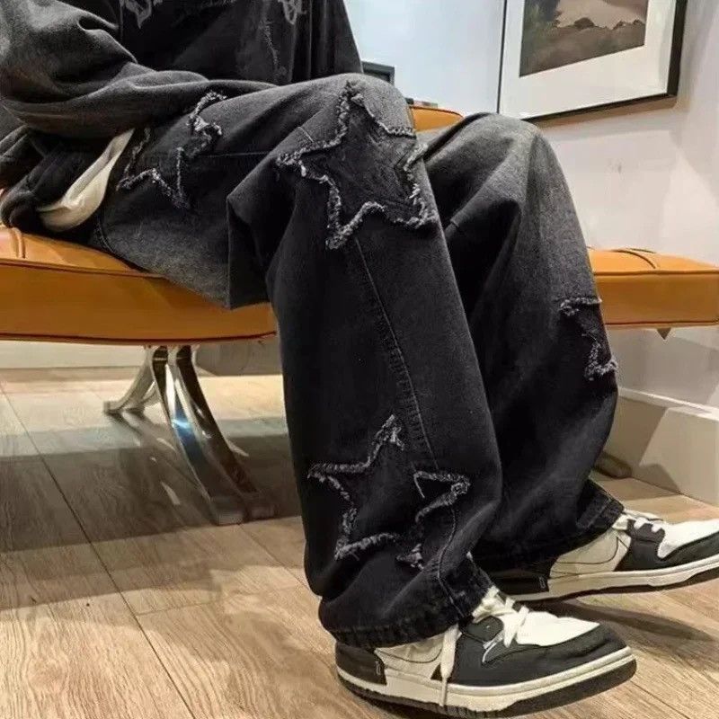 Japanese Brand × Vintage Star Embroidered Fashion Loose Jeans Size US 34 / EU 50 - 2 Thumbnail