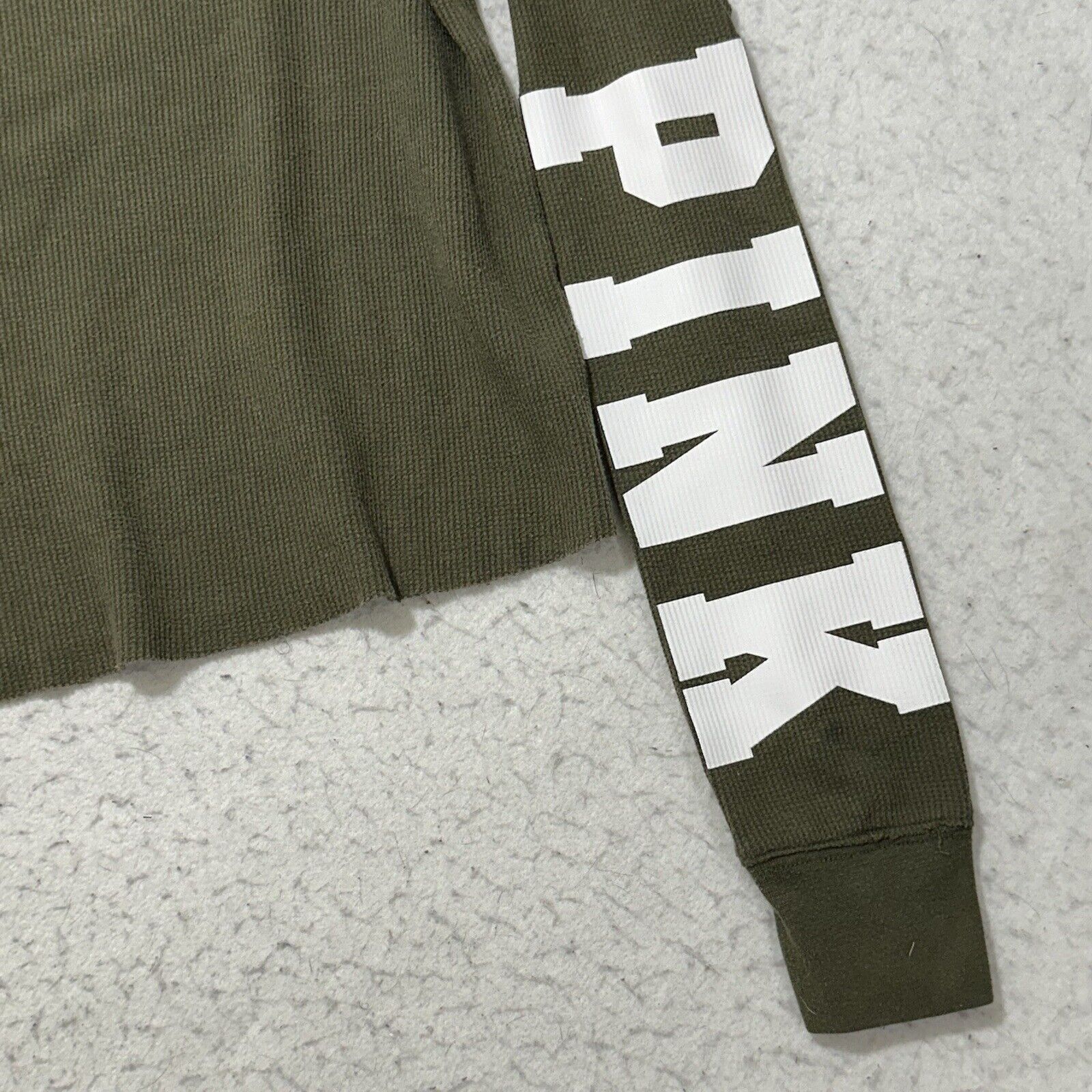 Victoria's Secret PINK Victoria's Secret XS Green Waffle Knit Cropped T Shirt Size XS / US 0-2 / IT 36-38 - 5 Thumbnail