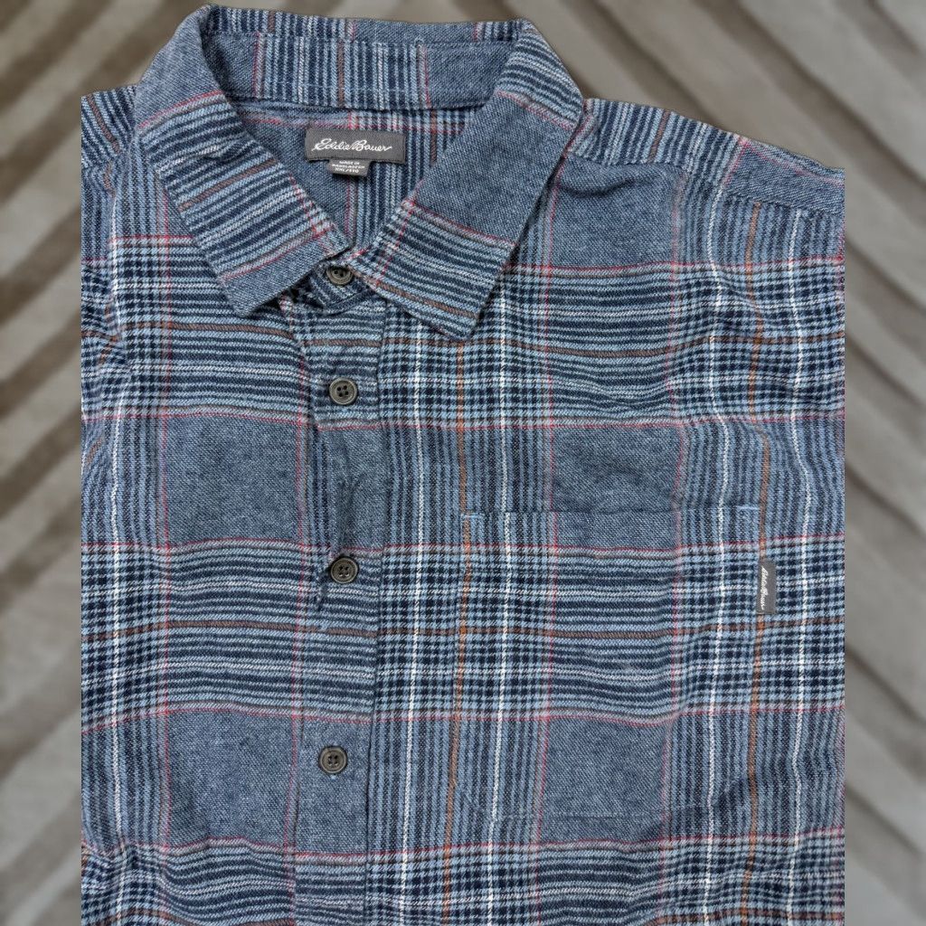 Eddie Bauer Eddie Bauer Flannel Shirt Men XXL Tight Fit Blue Plaid Cotton Button Up Outdoors Size US XXL / EU 58 / 5 - 1 Thumbnail