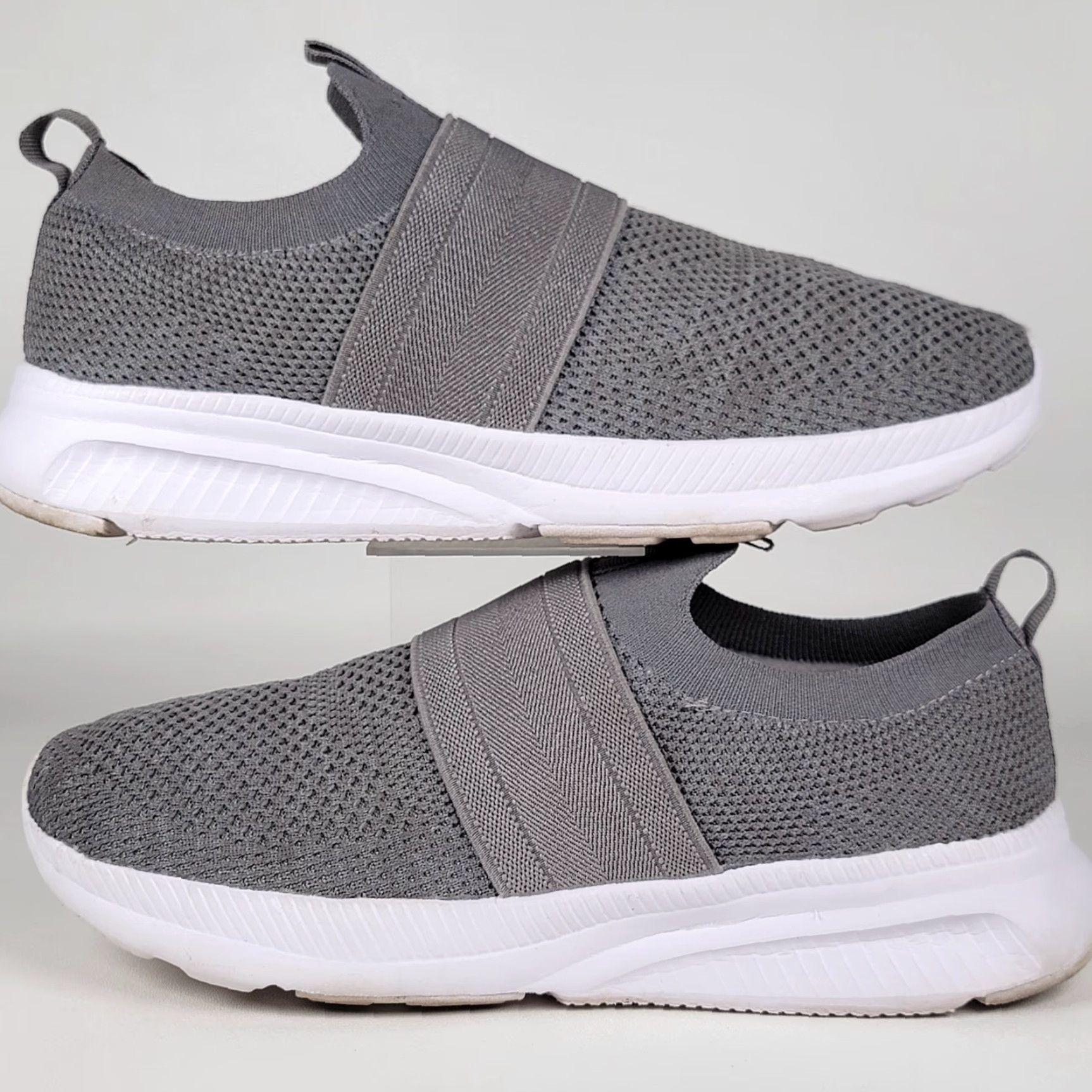 Athletic Works Athletic Works Men's Gray Banded Knit Upper Low Top Slip-on Sneakers Size 10 Athletic Shoes Mens Size US M / EU 48-50 / 2 - 5 Thumbnail