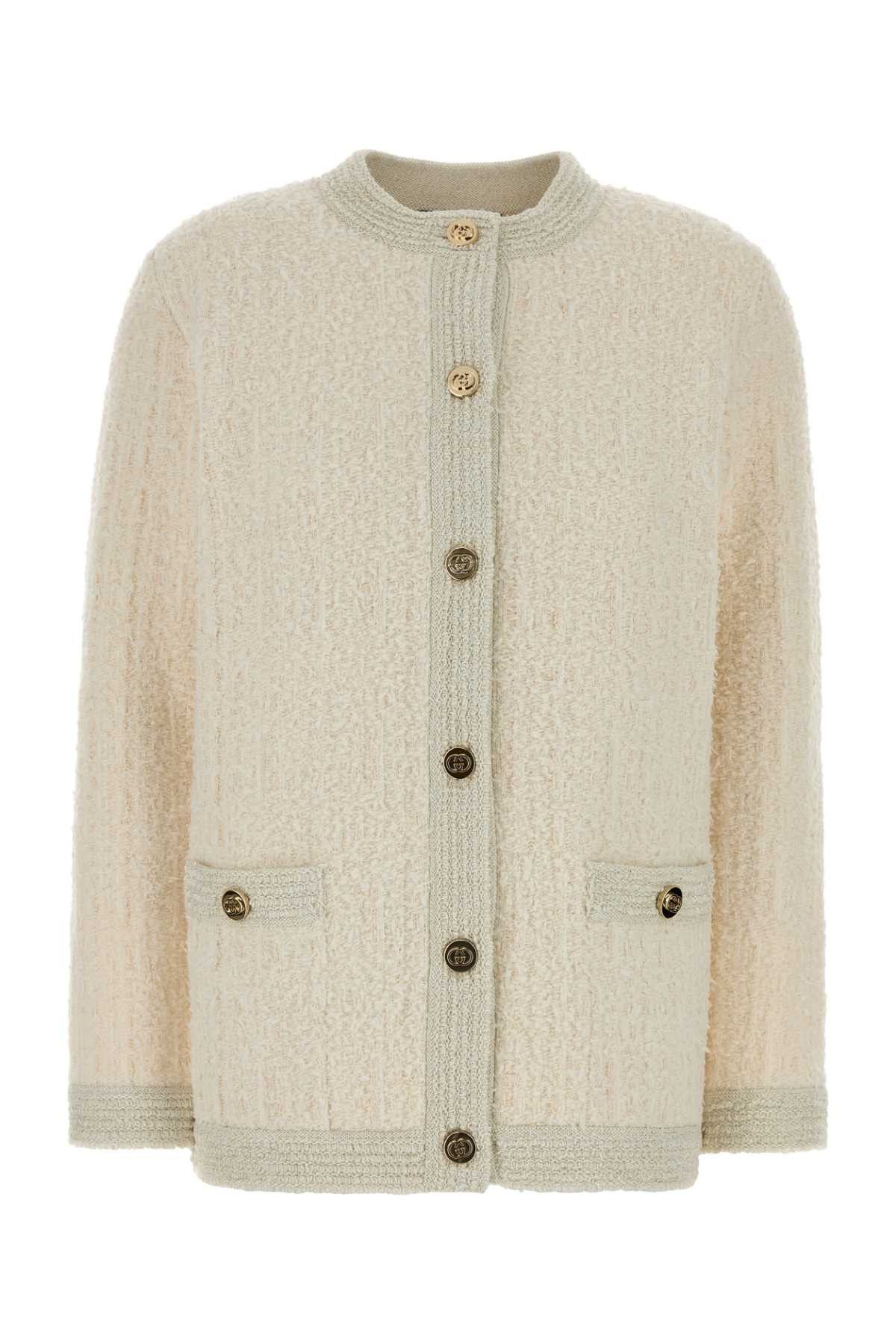 Gucci Ivory Stretch Boucle Cardigan Size XXL / US 16-18 / IT 52-54 - 1 Thumbnail