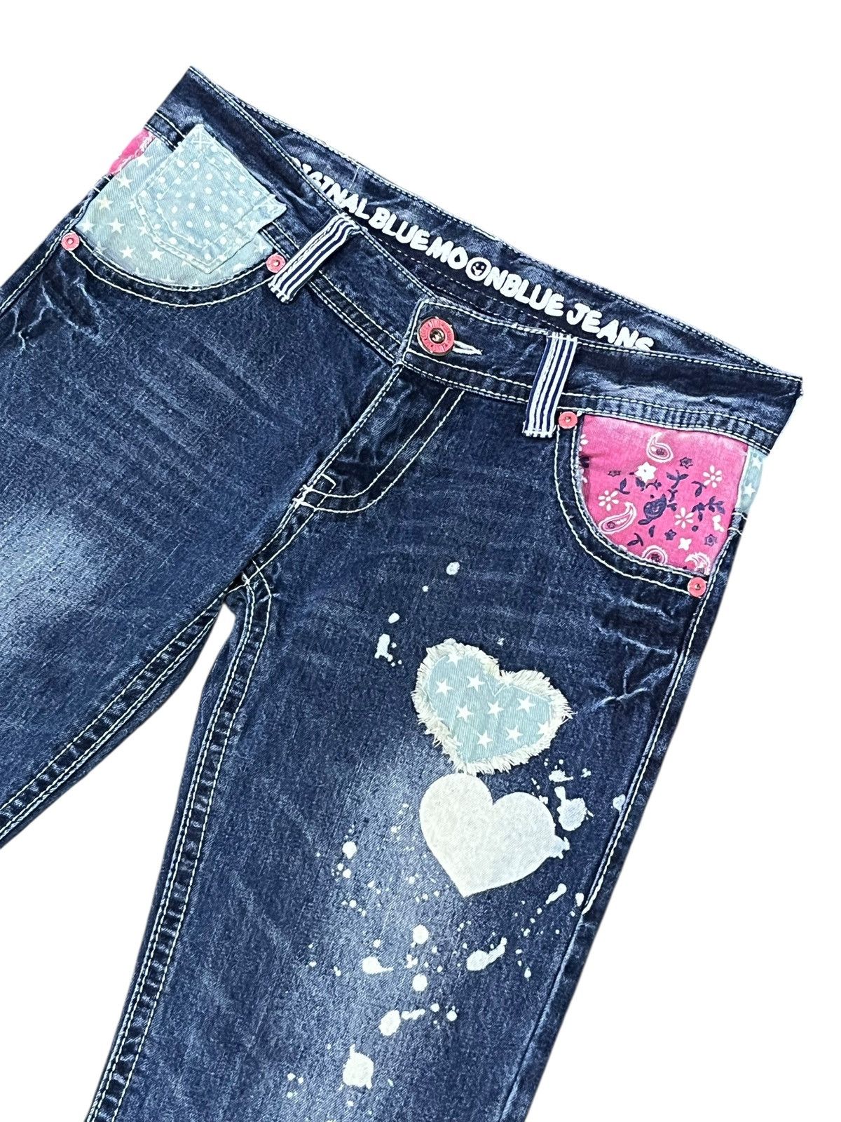 Blue Blue Japan ❤️Vintage BMB Paisley Smiley Kapital Spell-out Daicock Style Size 31" - 5 Thumbnail