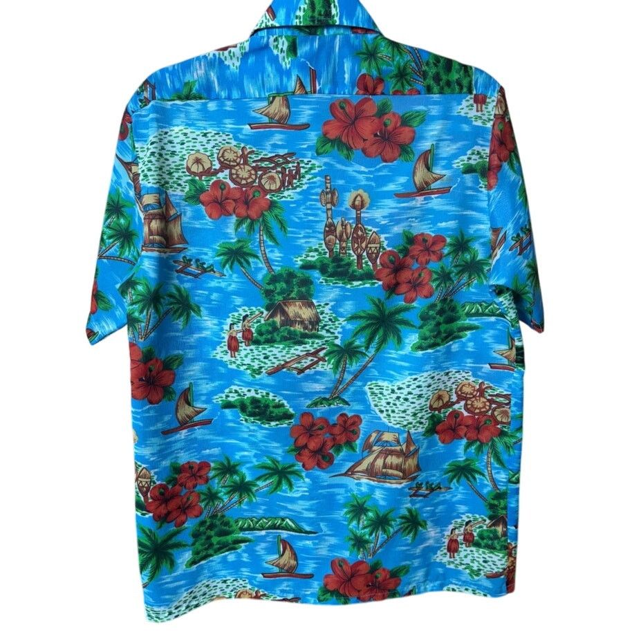 Vintage Vintage 70s Van Cort Blue Pink Hawaiian Tropical Shirt Small Size US S / EU 44-46 / 1 - 6 Thumbnail