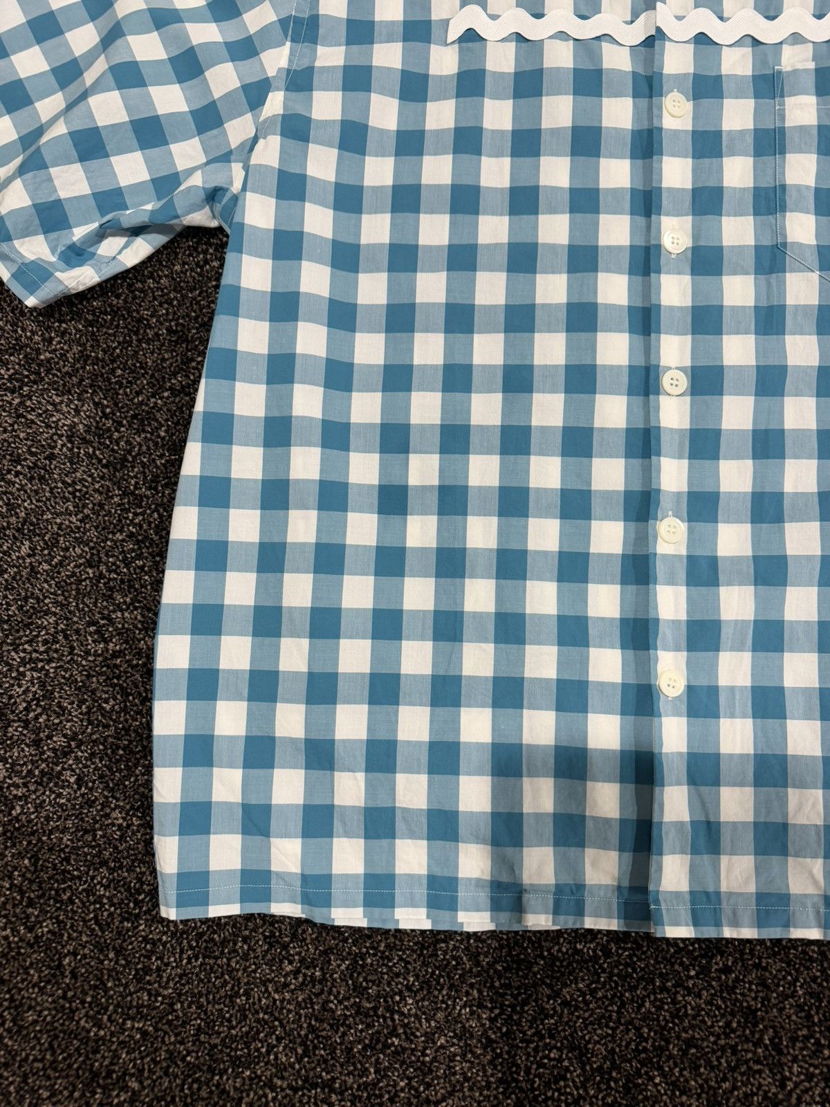 Prada PRADA x Raf SS23 Gingham Blue Plaid Stripe Button Logo Shirt Size US XL / EU 56 / 4 - 6 Thumbnail