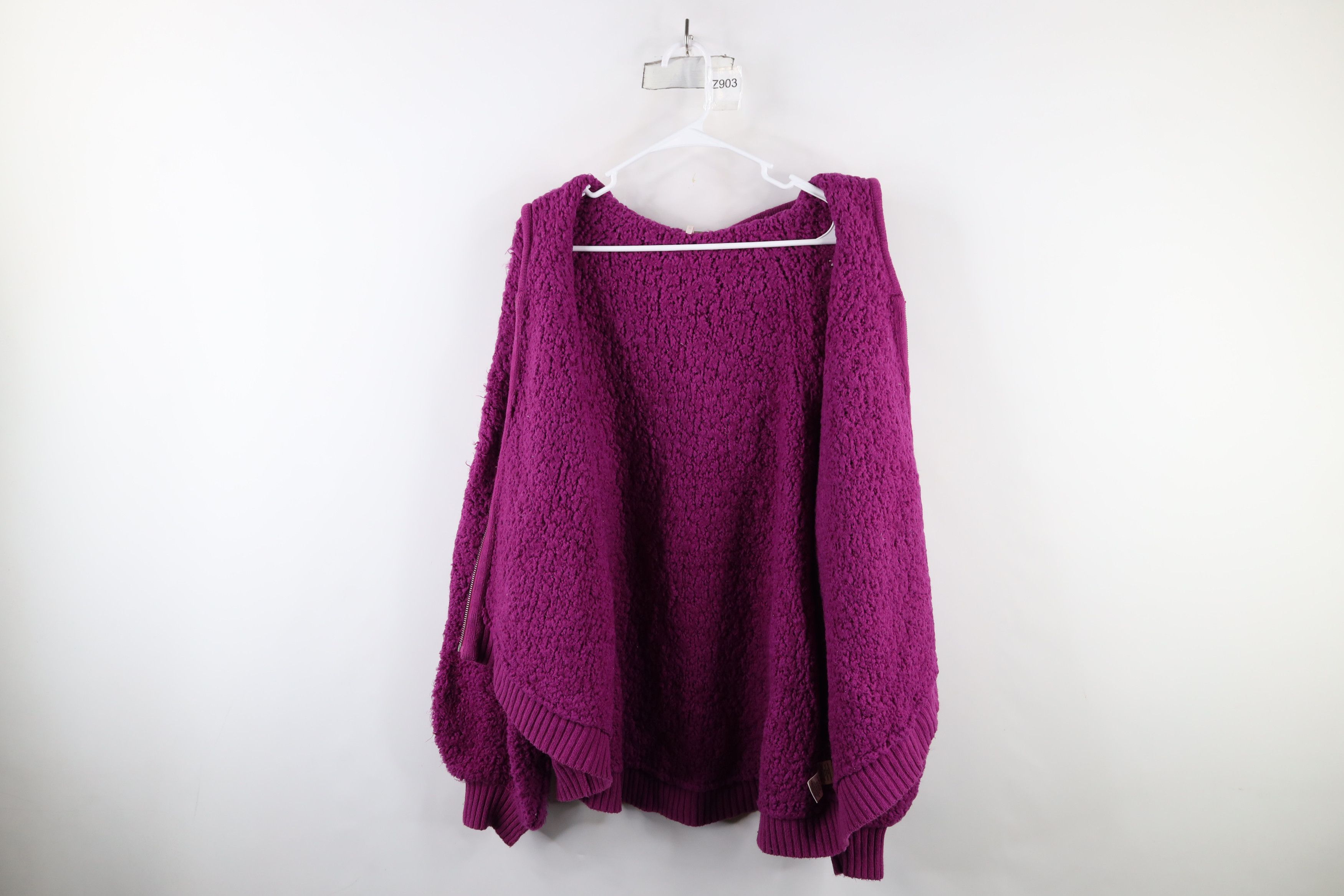 Free People × Vintage Free People Oversized Baggy Cropped Full Zip Hoodie Pink Size L / US 10 / IT 46 - 6 Thumbnail