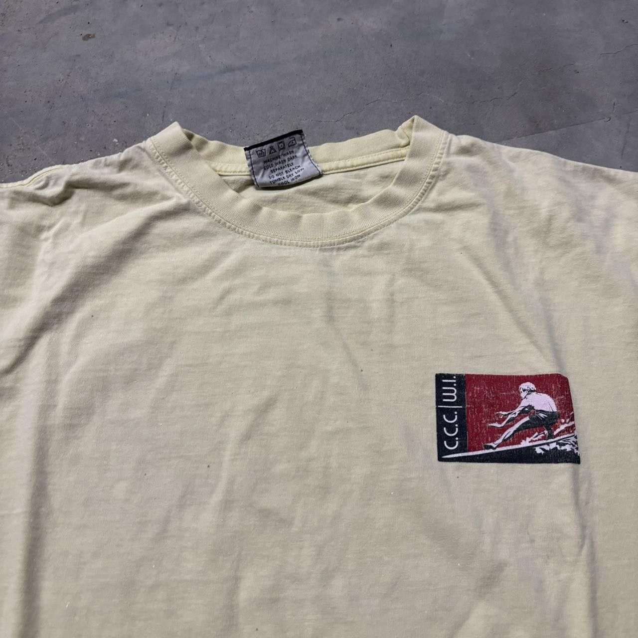 Japanese Brand × Vintage Crazy Vintage 90s Yellow Surf Graphic Tee! Size US XL / EU 56 / 4 - 3 Thumbnail