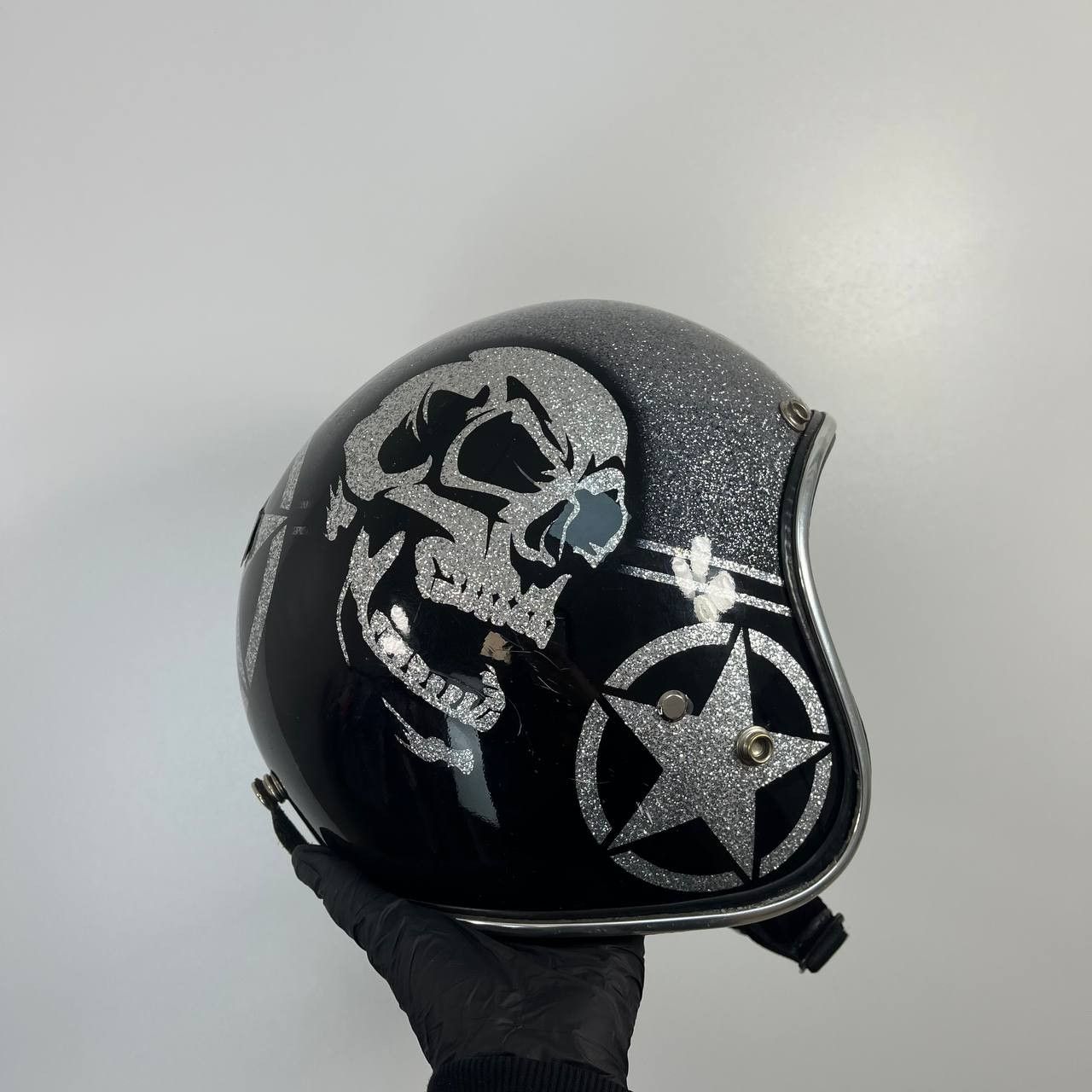 Other Superflakes Black Glitter Open Face Helmet Skull Star Size L Size ONE SIZE - 1 Thumbnail