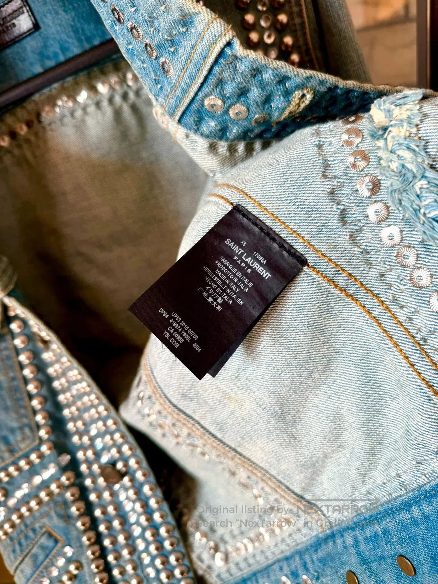 Saint Laurent Paris saint laurent light blue studded denim jacket. Size US XS / EU 42 / 0 - 5 Thumbnail