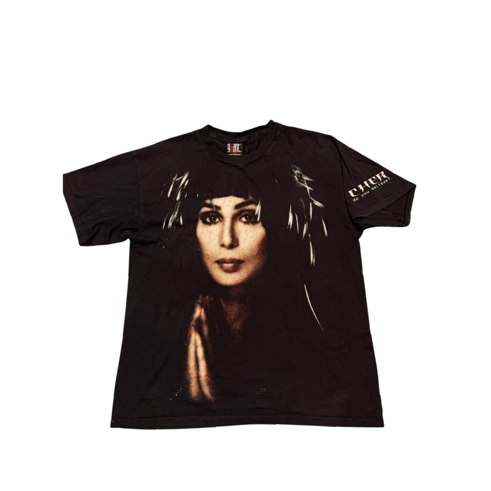 Vintage VINTAGE Cher T Shirt Giant L Adult 90s Do You Believe Tour Logo Graphic Print Black Cotton Short Sleeve Crew Neck Men Mens Retro Band Concert Size US L / EU 52-54 / 3 - 2 Thumbnail