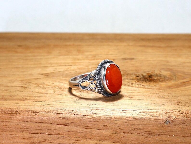 Handmade Handmade Carnelian Ring: 925 Sterling Silver Boho Ring, Gift Size ONE SIZE - 3 Thumbnail