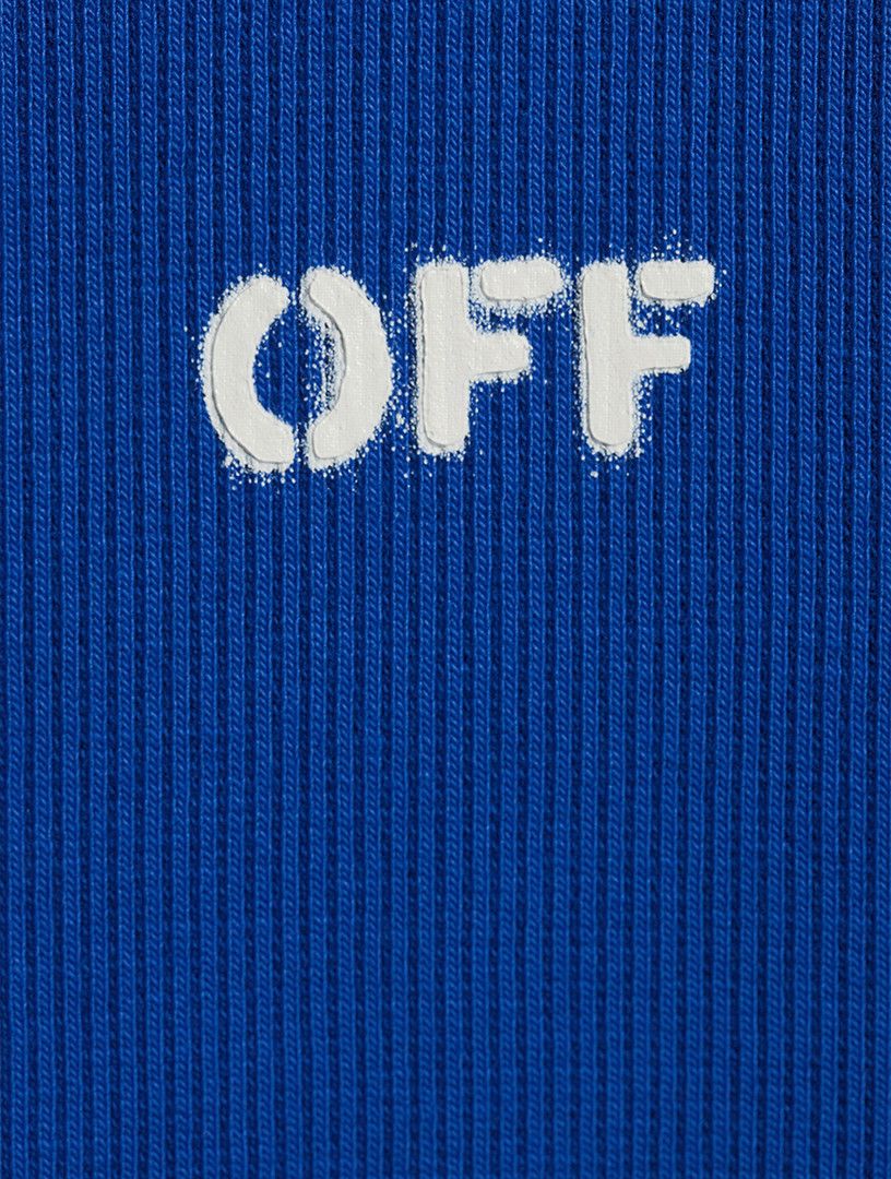 Off-White o1mle0425 Stamp Ribbed Cropped T-Shirt in Blue Size M / US 6-8 / IT 42-44 - 6 Thumbnail