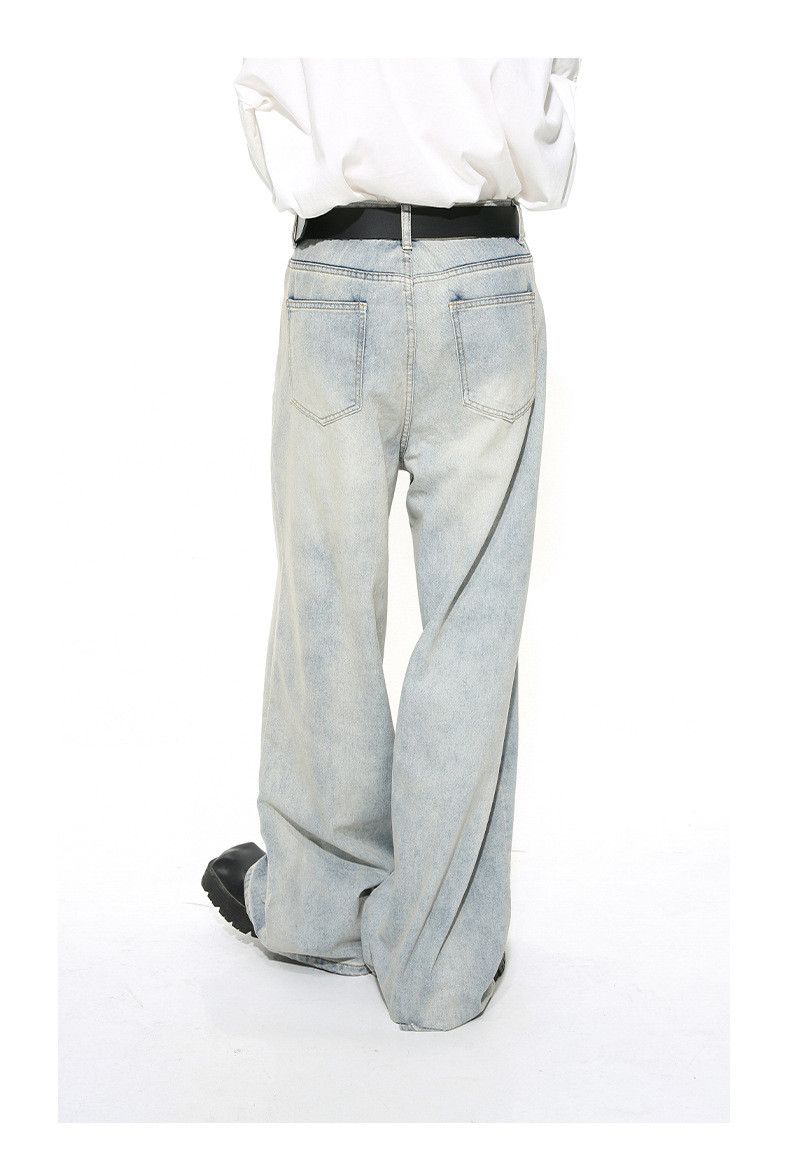 Japanese Brand × Jean Washed light blue straight-leg distressed jeans trend Size US 34 / EU 50 - 5 Thumbnail