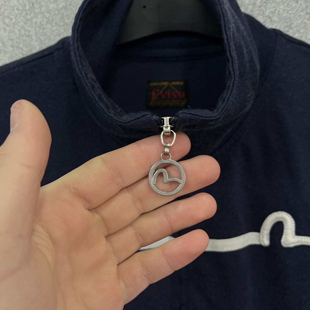 Evisu Men’s Evisu Wool Mock Turtleneck Full Zip Embroidered Sz: L Size US L / EU 52-54 / 3 - 6 Thumbnail