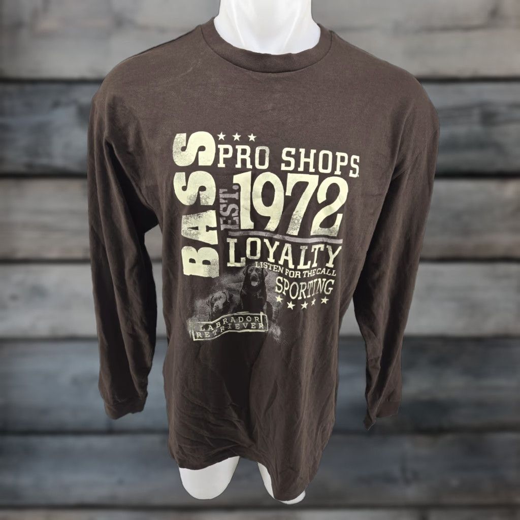 Bass Pro Shops VINTAGE Bass Pro Shops Adult Mens XL Long Sleeve T-Shirt Brown 1972 Fishing Logo Large Size US XL / EU 56 / 4 - 1 Thumbnail