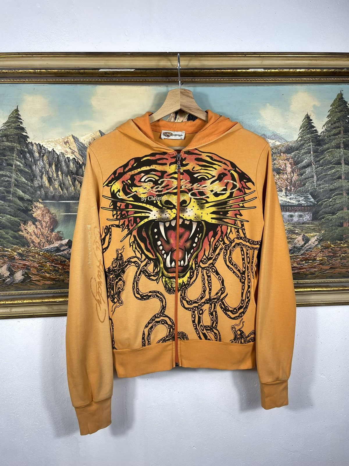 Christian Audigier × Ed Hardy × Vintage Ed Hardy Retro 00s Hoodie With Crystals Affliction Grunge Size US XS / EU 42 / 0 - 1 Thumbnail