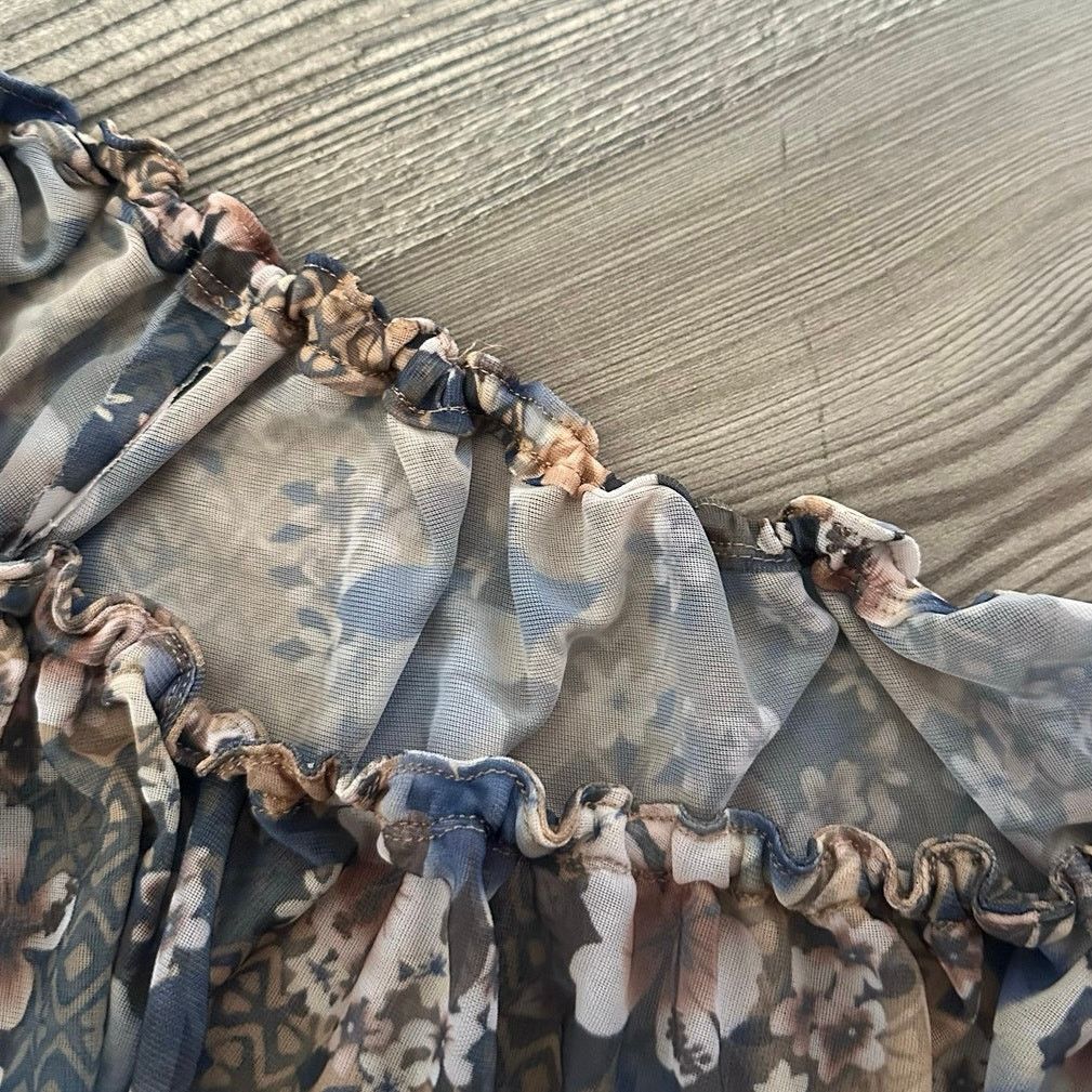 Other no brand mesh floral beige blue long sleeve blouse Size M / US 6-8 / IT 42-44 - 4 Thumbnail