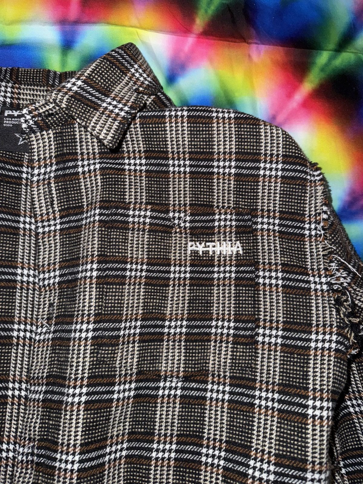 Pythia Pythia Frayed Flannel Shirt Brown Houndstooth Size US XXL / EU 58 / 5 - 2 Thumbnail