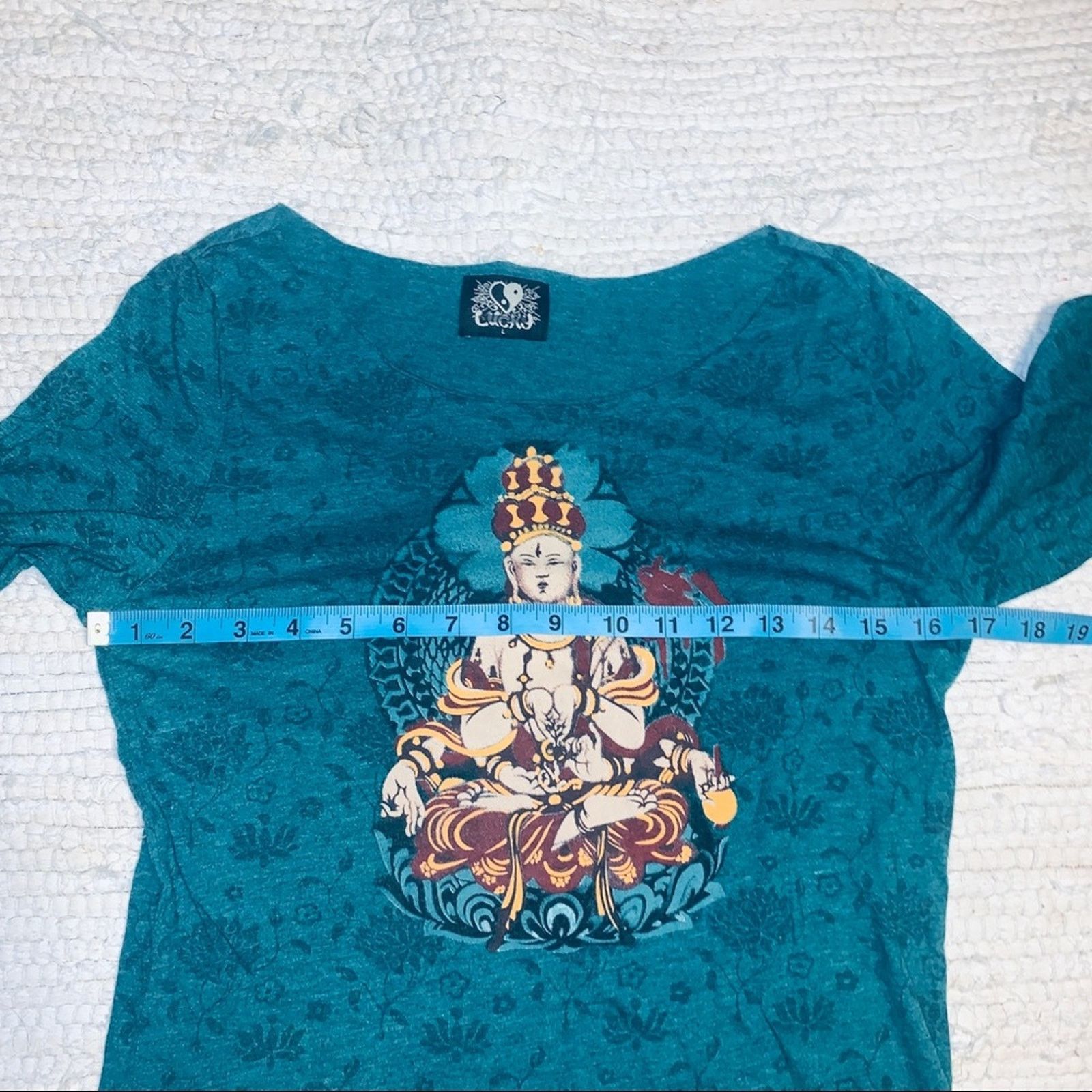 Lucky Brand LUCKY BRAND BUDDHA 3/4 SLEEVE YOGA TEE BOHO HIPPIE Size ONE SIZE - 2 Thumbnail