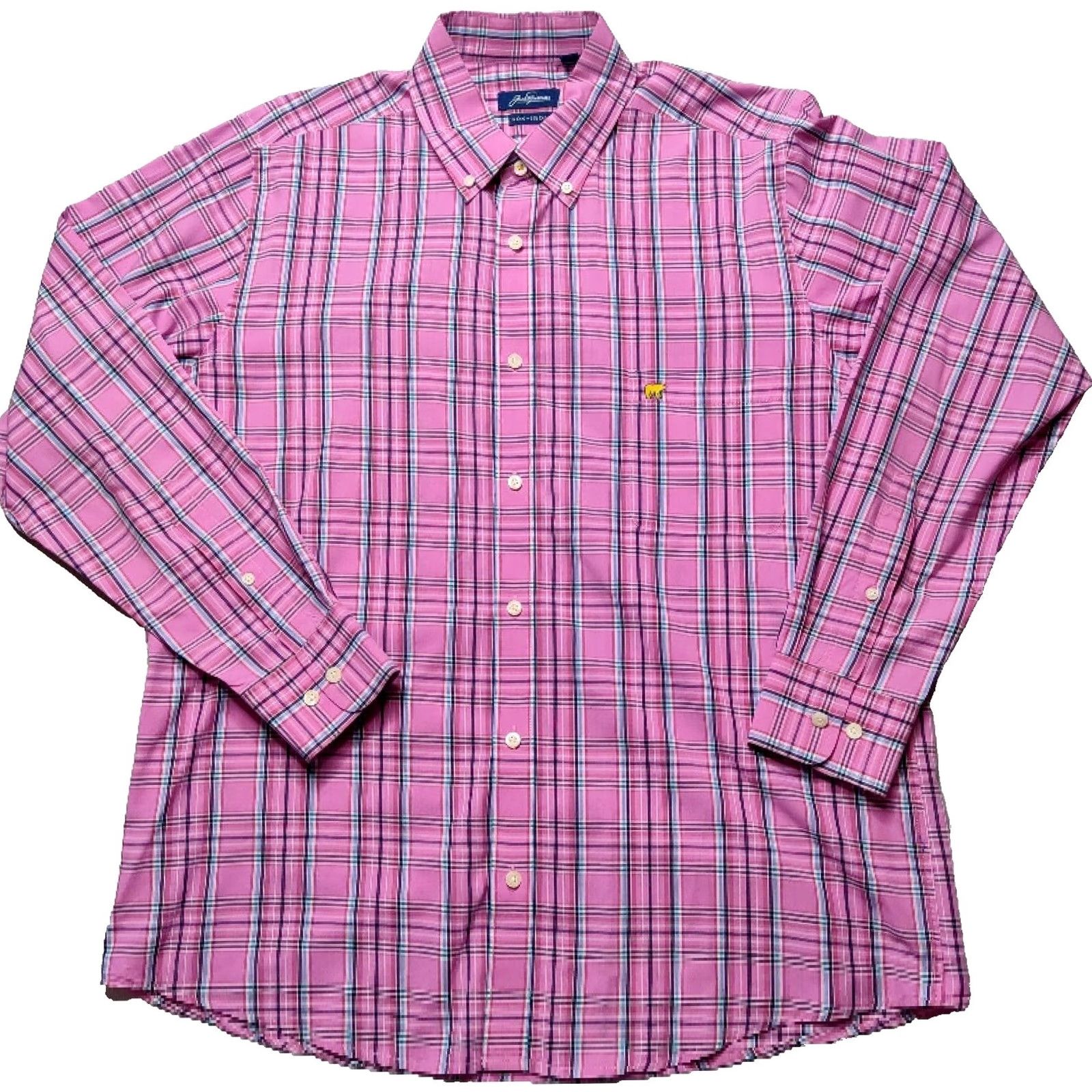 Pinko JACK NICKLAUS NON-IRON Men Large Pink Plaid L/S Button-Up Shirt EUC Size US L / EU 52-54 / 3 - 2 Thumbnail