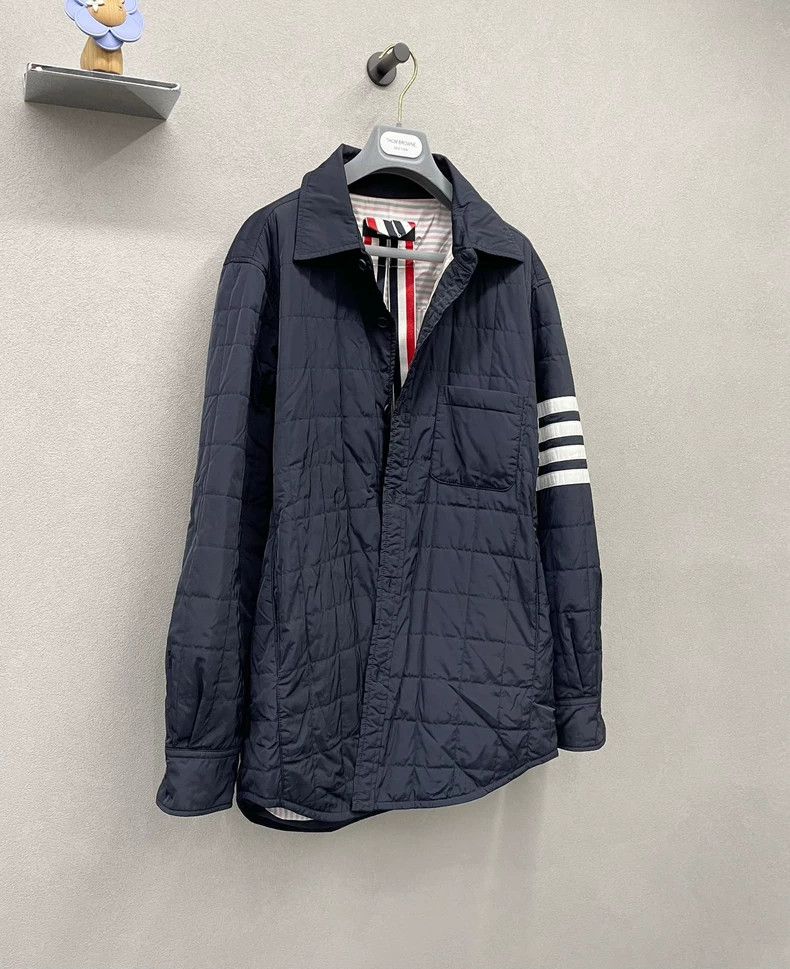 Thom Browne Thom Browne Blue cotton jacket with four stripes Size US L / EU 52-54 / 3 - 4 Thumbnail