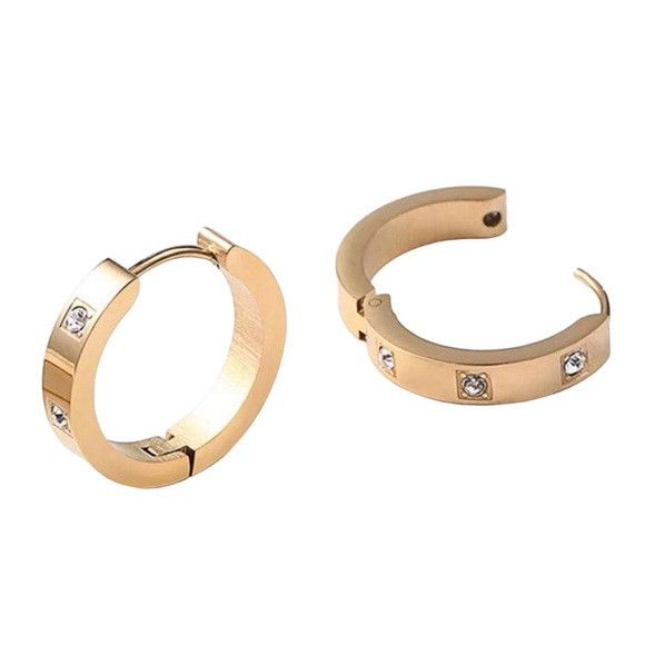 Other 1 Pair Women Stainless Steel Hoop Earring Size ONE SIZE - 1 Thumbnail