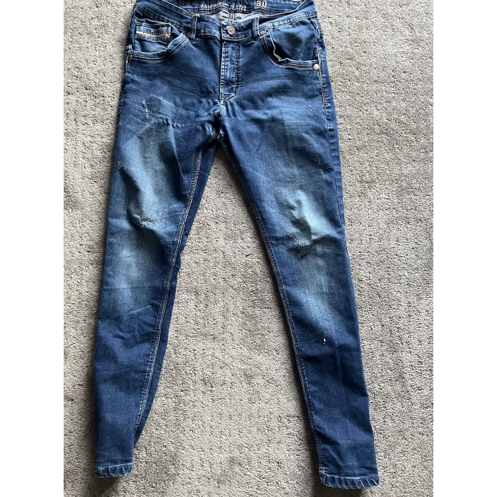 Vintage VINTAGE Naos Industry Jeans Skinny 30x30 Distressed Blue Mens Jeans 30 Regular Cotton Spandex Inseam 30" Distressed Pockets 90s 30 Mens Size US 30 / EU 46 - 3 Thumbnail
