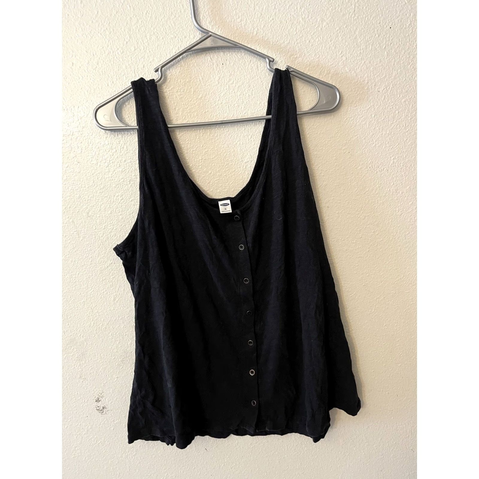 Old Navy Old Navy Tank Top Shirt Women XL Black Cotton Round Neck Button Down Slimming Large Size XL / US 12-14 / IT 48-50 - 2 Thumbnail