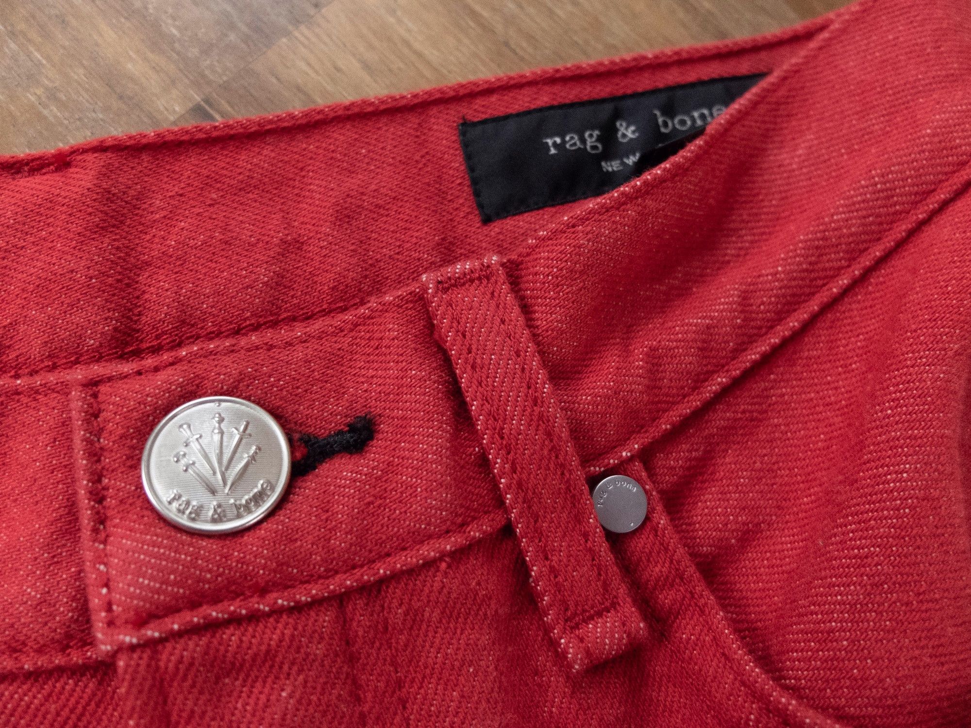 Rag & Bone RAG & BONE Ash slim fit high rise crop leg bull red jeans 24 Size 24" / US 00 / IT 34 - 6 Thumbnail