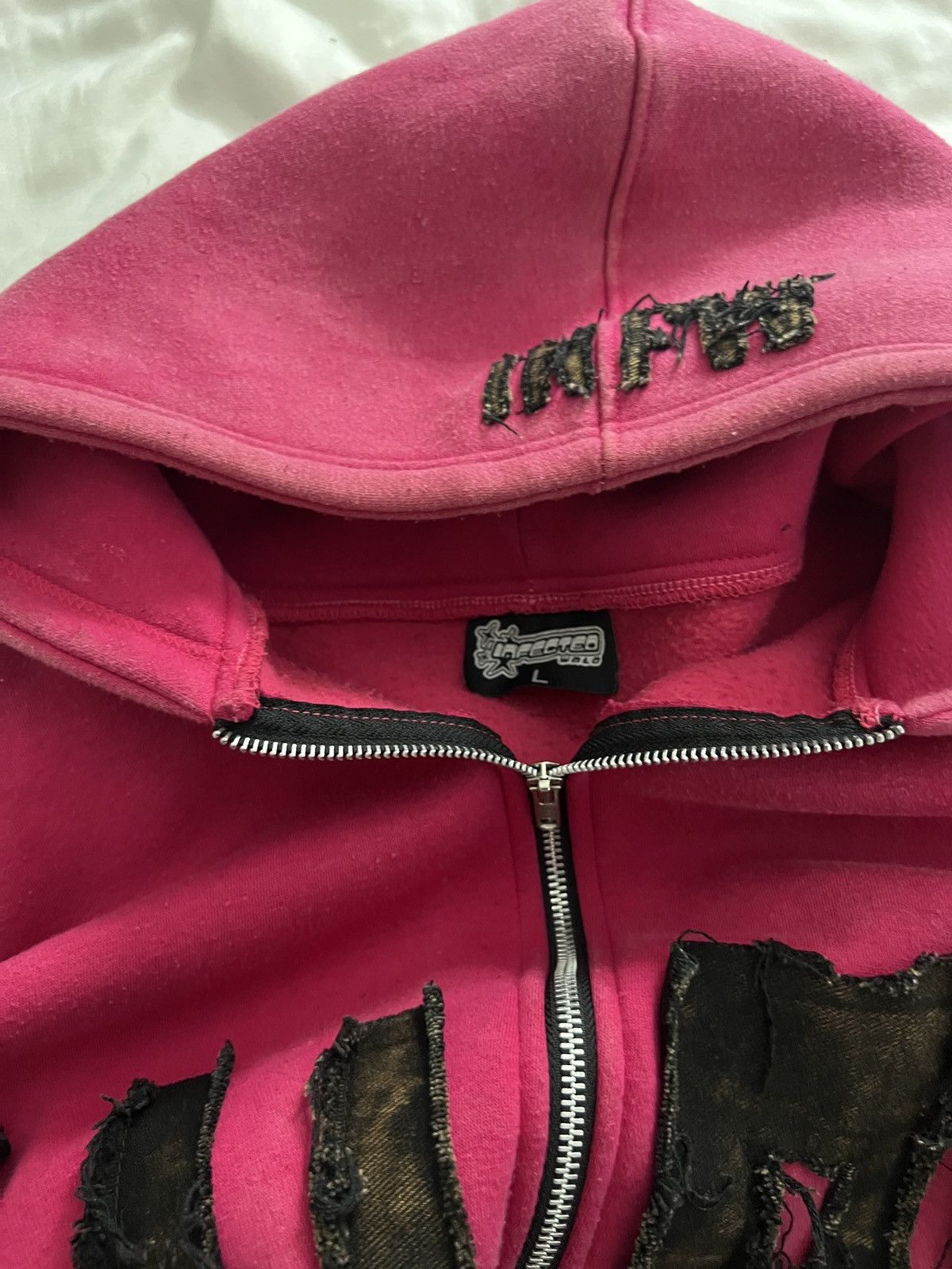 Vintage Infected World Pink hoodie Size US L / EU 52-54 / 3 - 3 Thumbnail