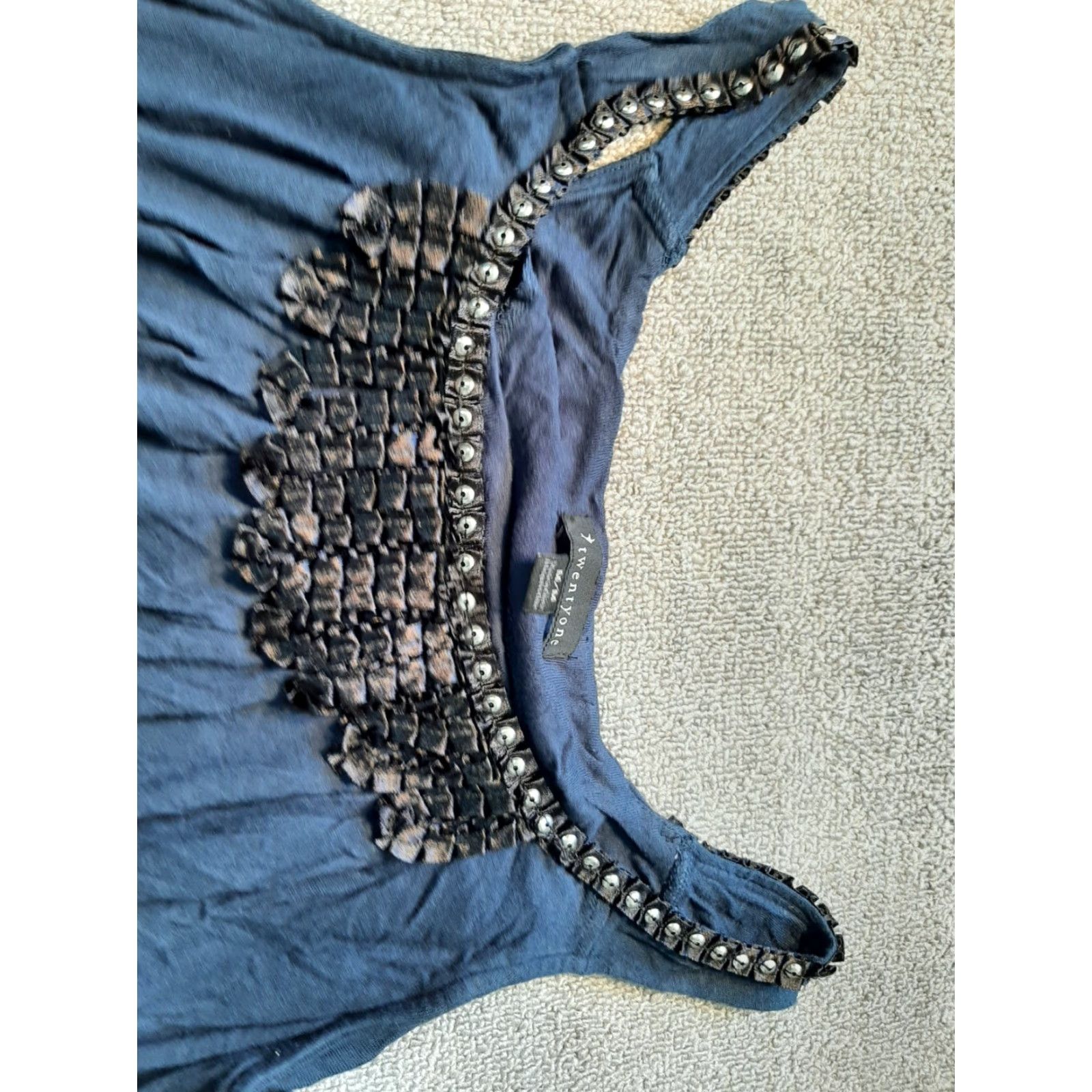 Vintage TWENTY ONE Women's Top Tank Shirt Medium M Blue Sleeveless Size M / US 6-8 / IT 42-44 - 2 Thumbnail