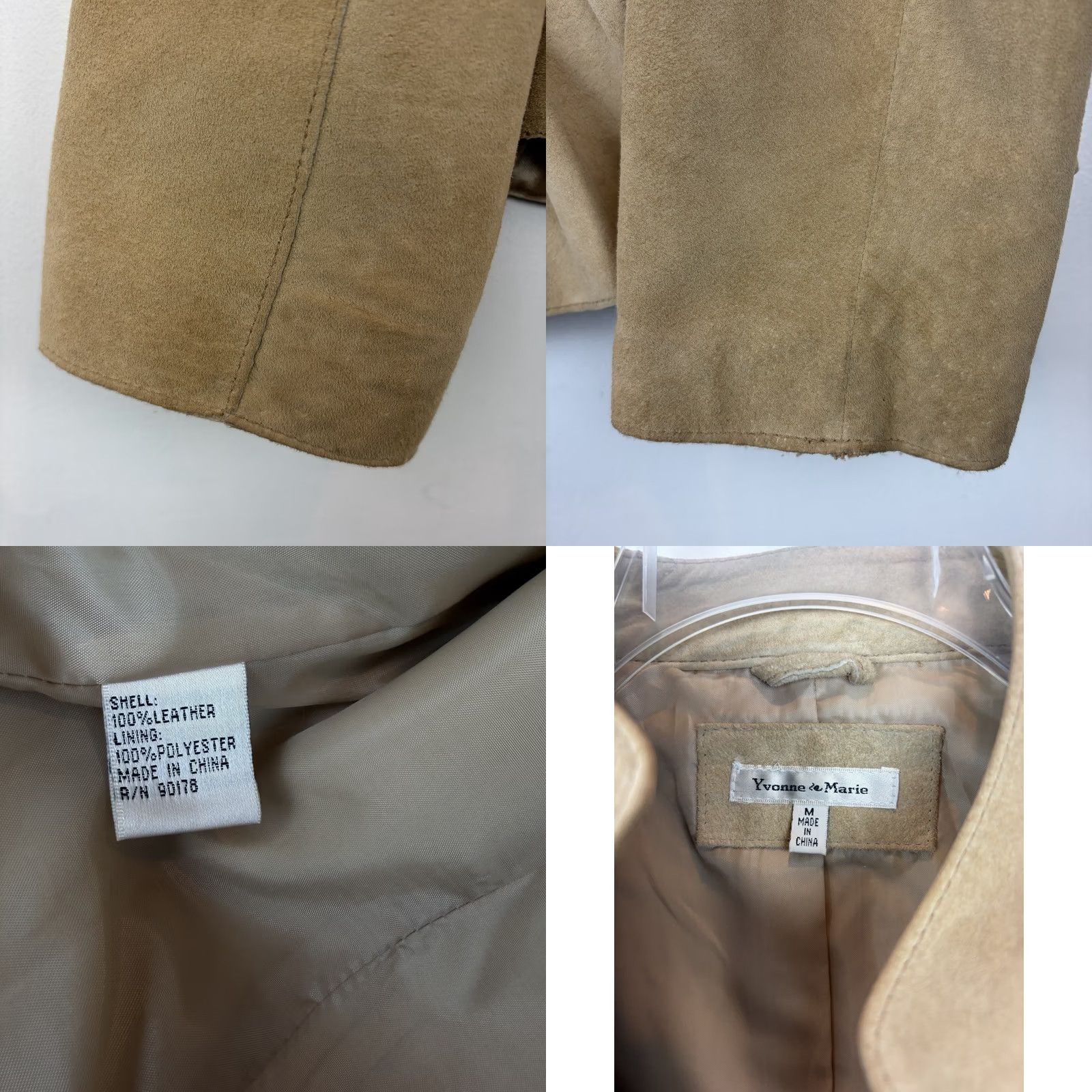 Vintage Yvonne & Marie Suede Leather Jacket Womens M Beige Ruffle Open Basic Jacket CapSule Read Size M / US 6-8 / IT 42-44 - 8 Thumbnail